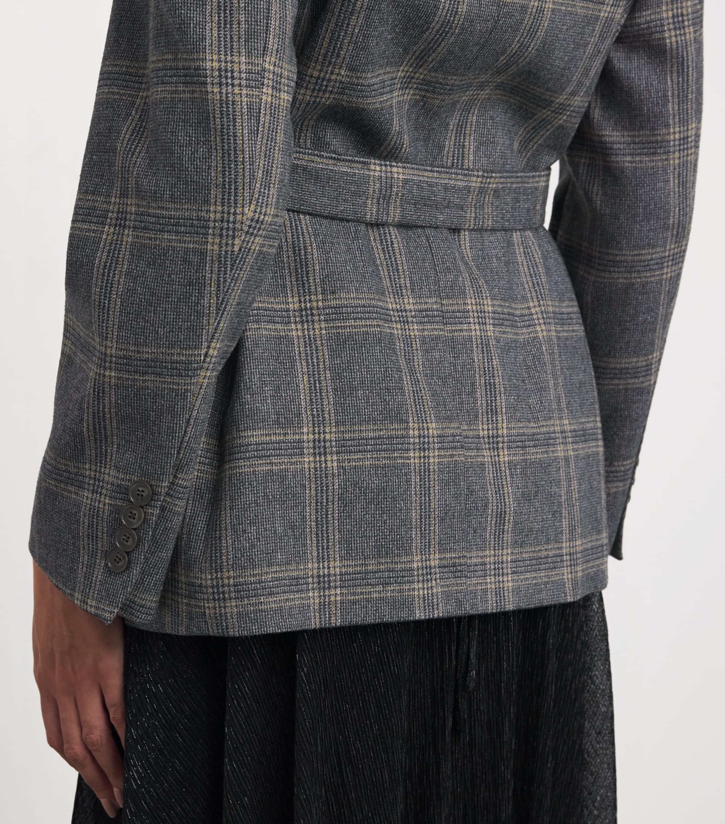 Belted Single-Breasted Blazer GREY Image 6