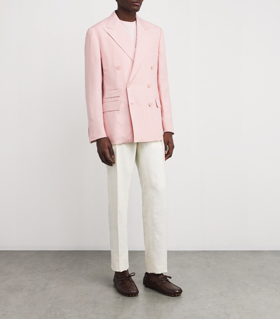 Ralph Lauren Purple Label Mens Silk-Linen Kent Blazer Soft Pink Image 2