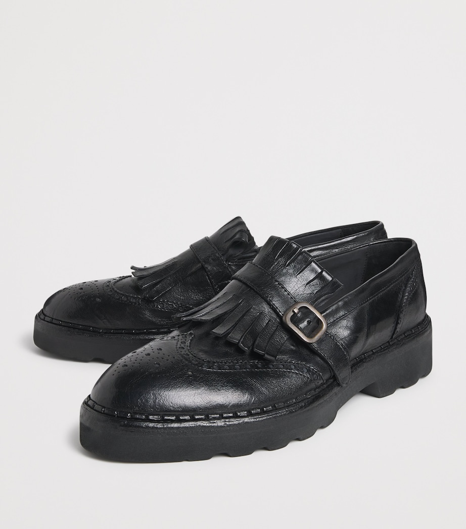 Eleventy Leather Fringed Derby Shoes Nero Image 3