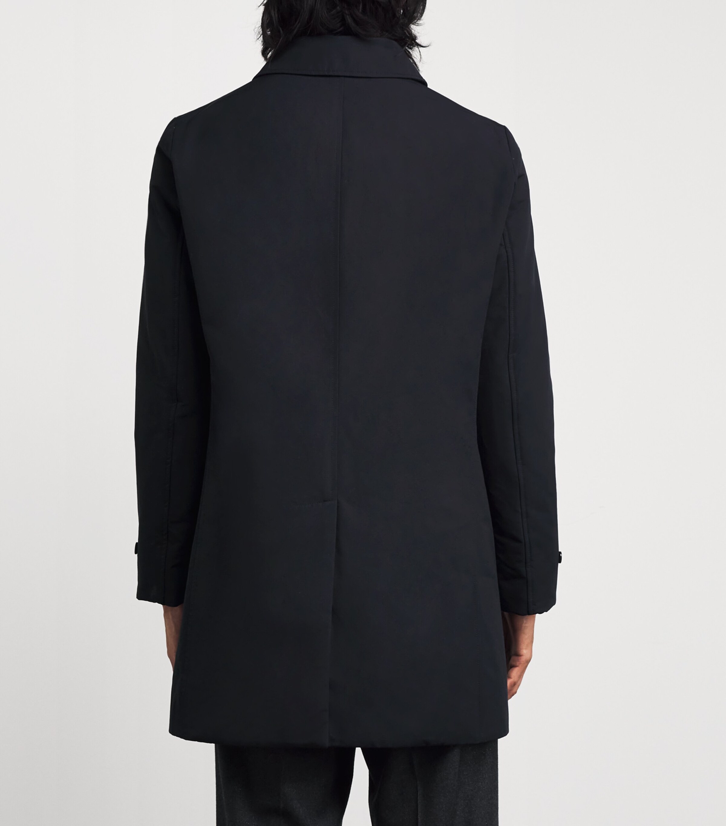 Aspesi Mens Cotton-Blend Down Overcoat Navy / Navy Image 4