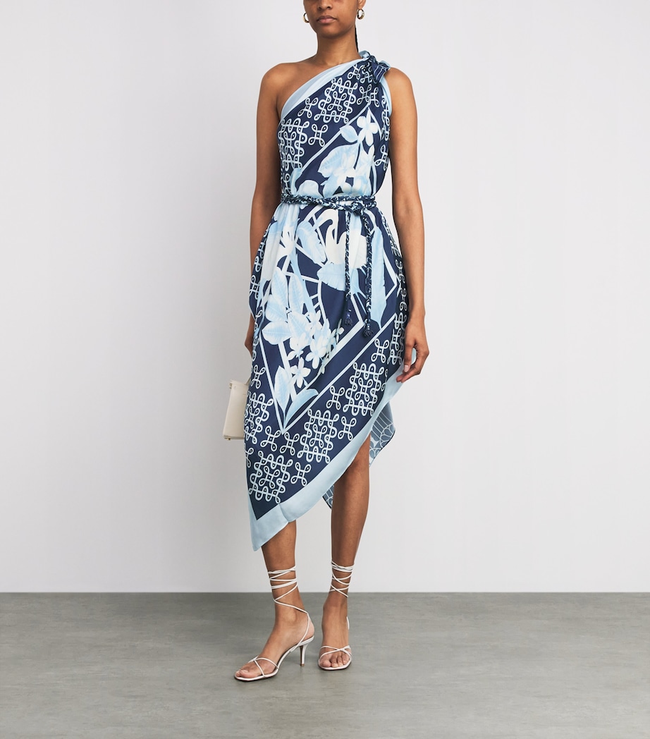Verandah Womens Multiway-Scarf Midi Dress Navy Mono Heron Image 2