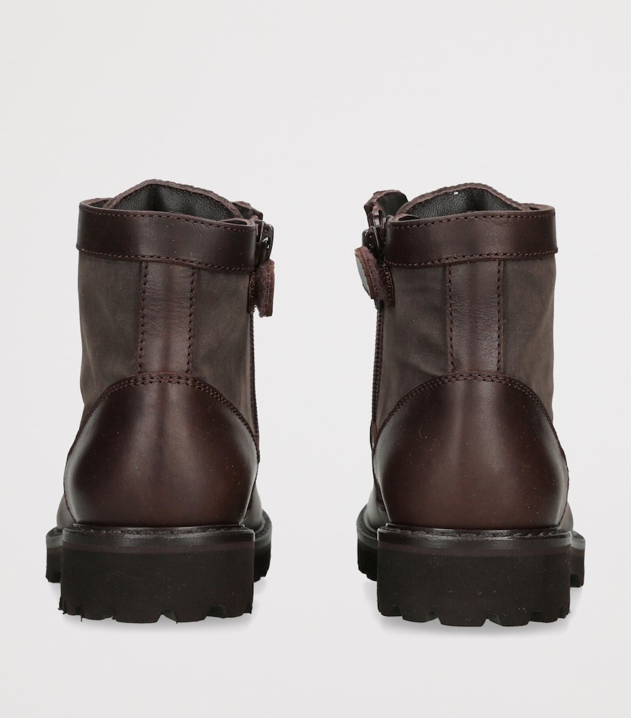 Brunello Cucinelli Kids Leather Lace-Up Ankle Boots Dark Brown Image 4