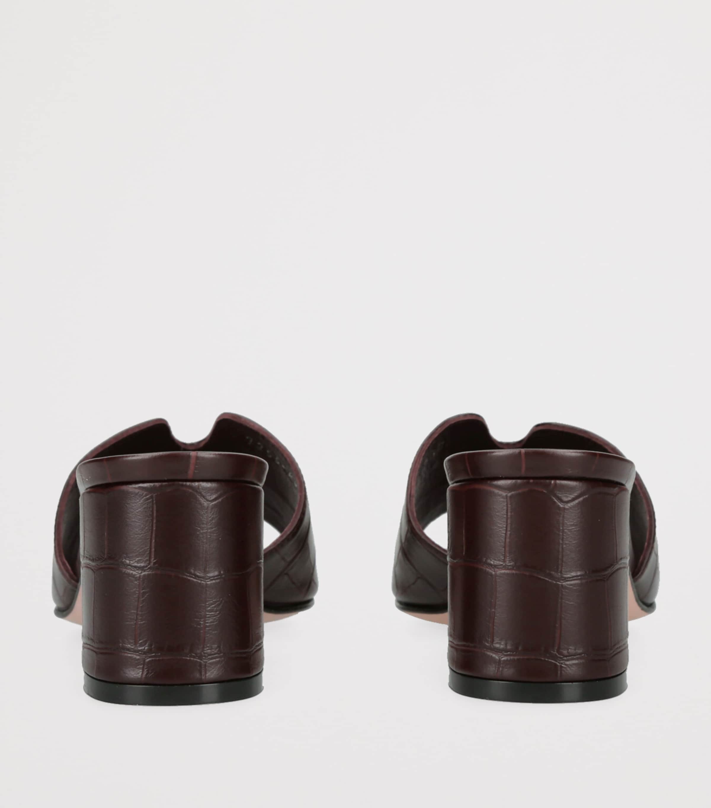 Gina Leather Croc-Embossed Arles Mules Wine Image 3