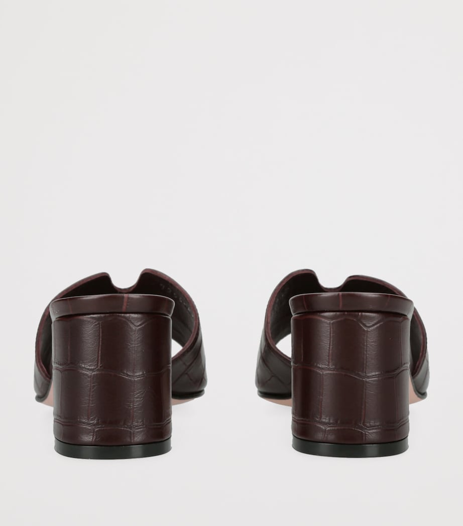 Leather Croc-Embossed Arles Mules WINE Image 2