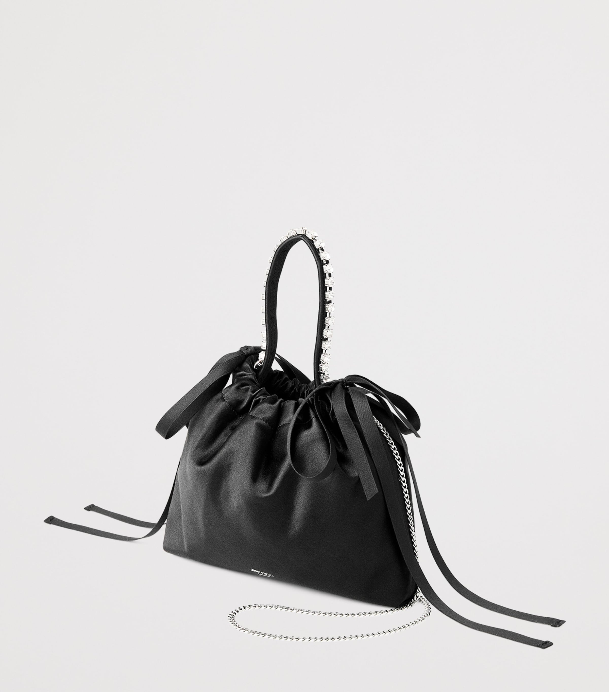 Mini Satin Bow-Detail Drawstring Bag BLACK/BLACK/SILVER Image 2