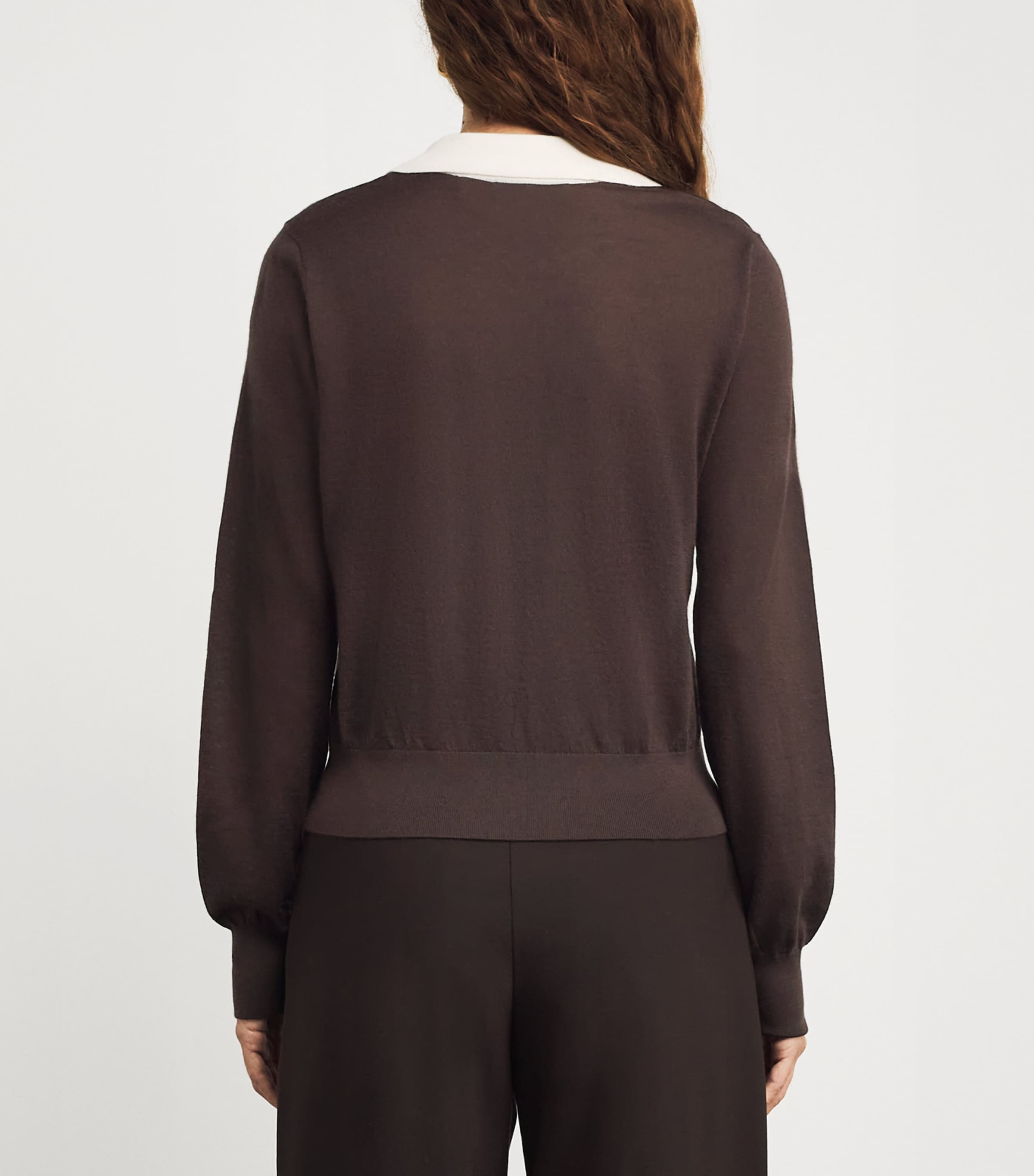 Cashmere-Silk Two-Tone Polo Sweater COFFEE MULTI Image 4