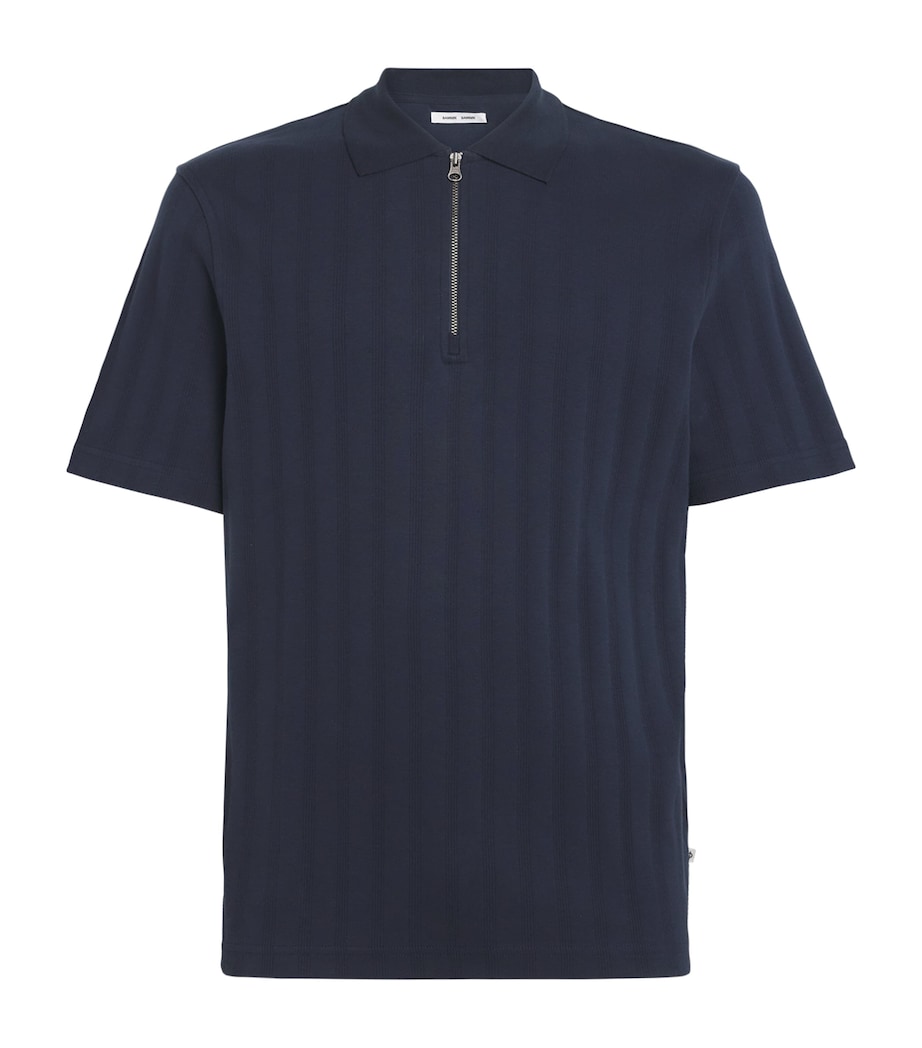 Samsøe Samsøe Mens Cotton Zip-Up Saolli Polo Shirt Salutte Image 1