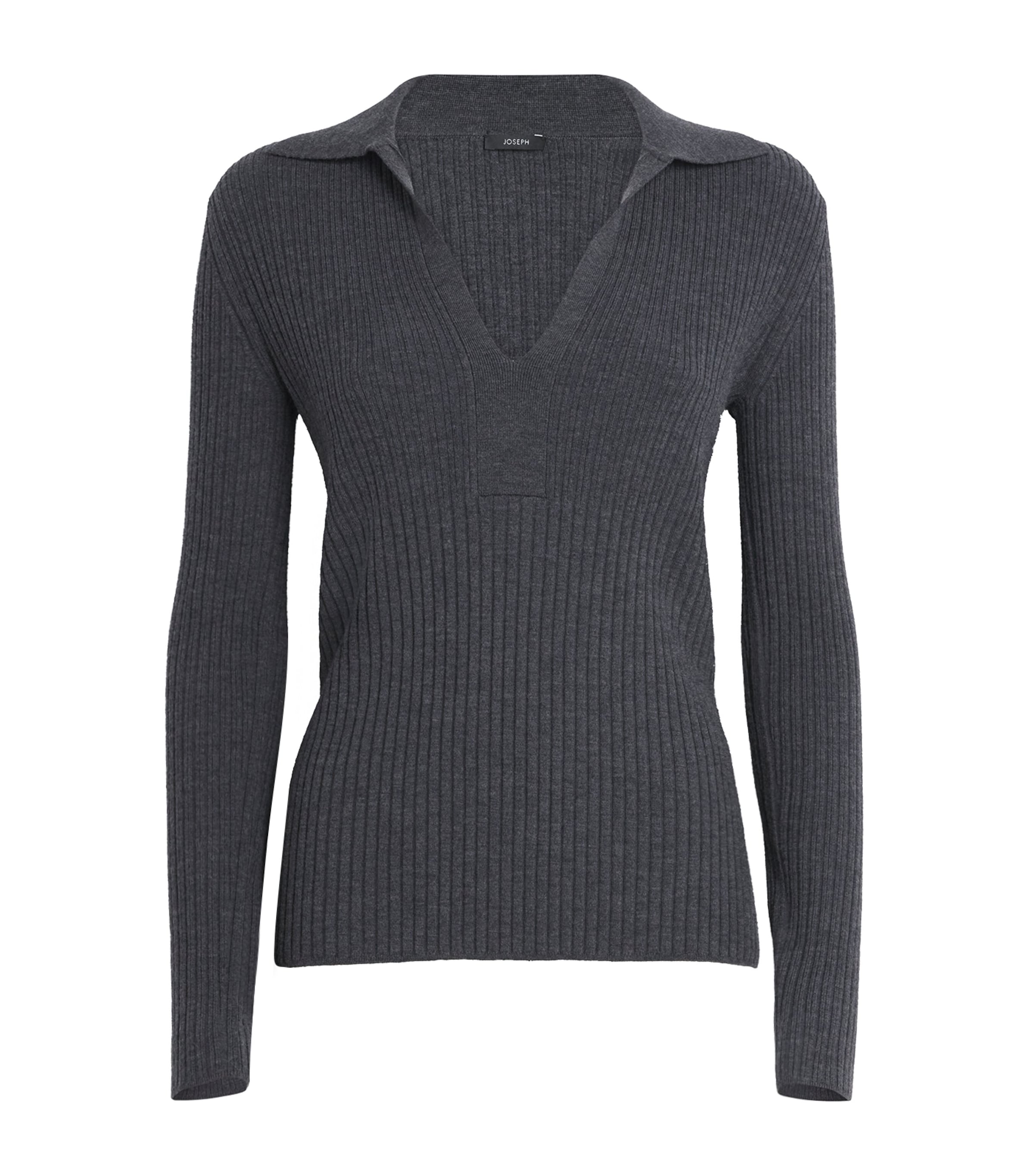 Merino-Blend Polo Top SMOKE Image 1