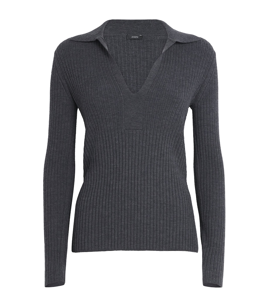 Merino-Blend Polo Top SMOKE Image 1