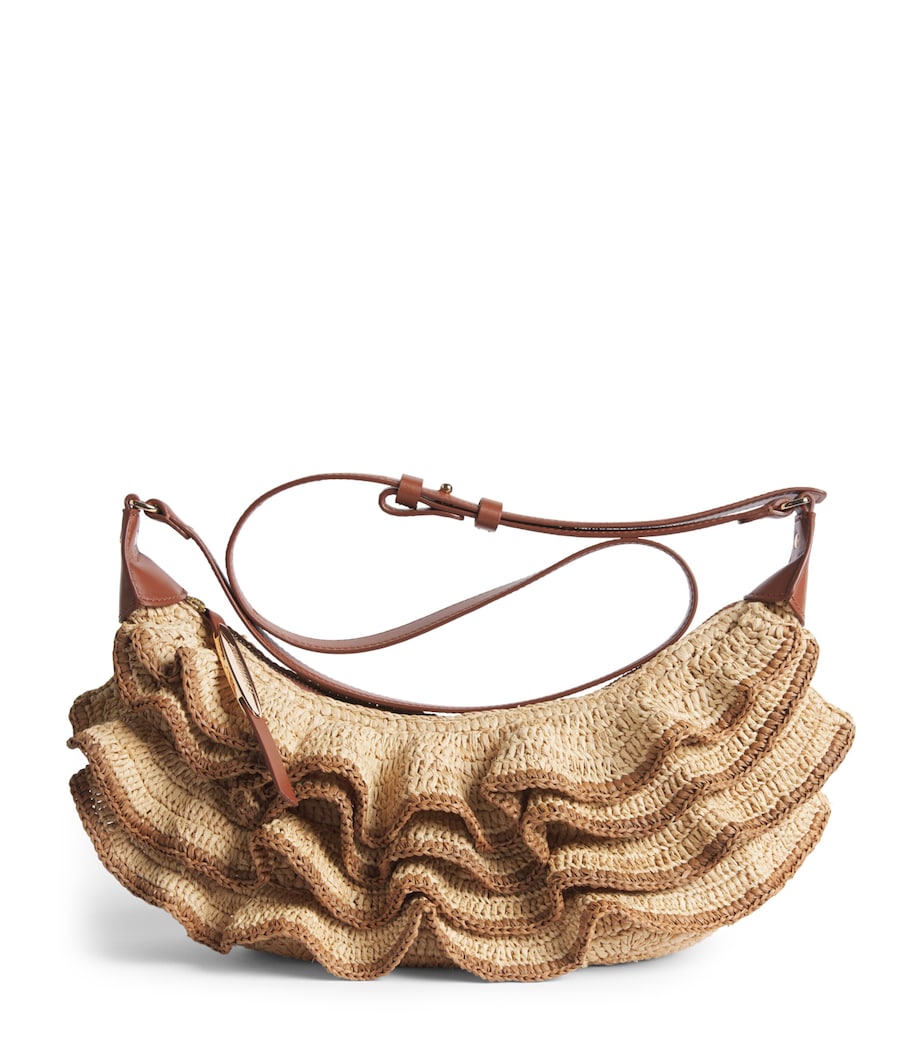 Zimmermann Raffia Goldentime Ruffle Shoulder Bag Natural Image 1