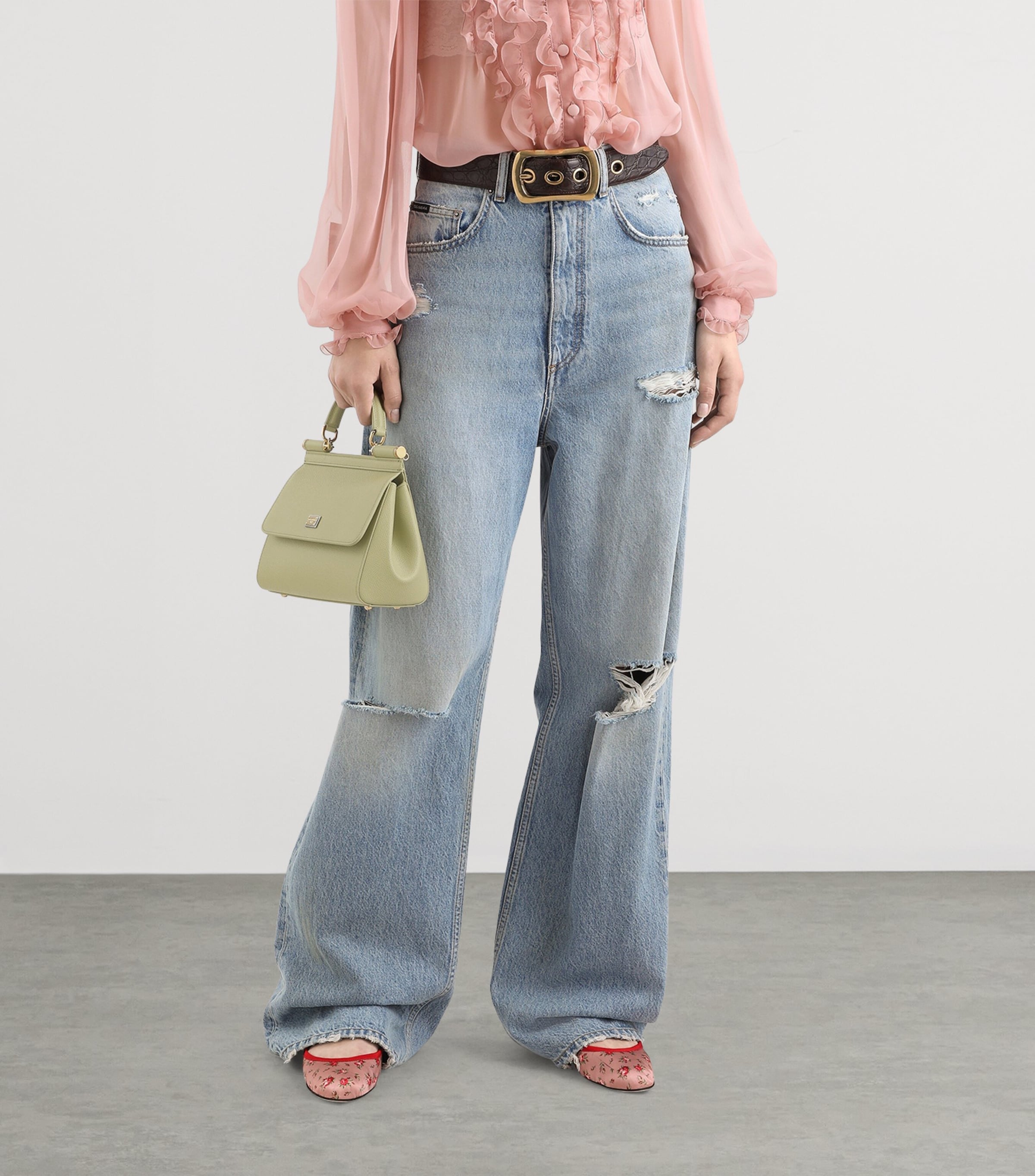 Medium Leather Sicily Top-Handle Bag 80527-SAGE GREE Image 2