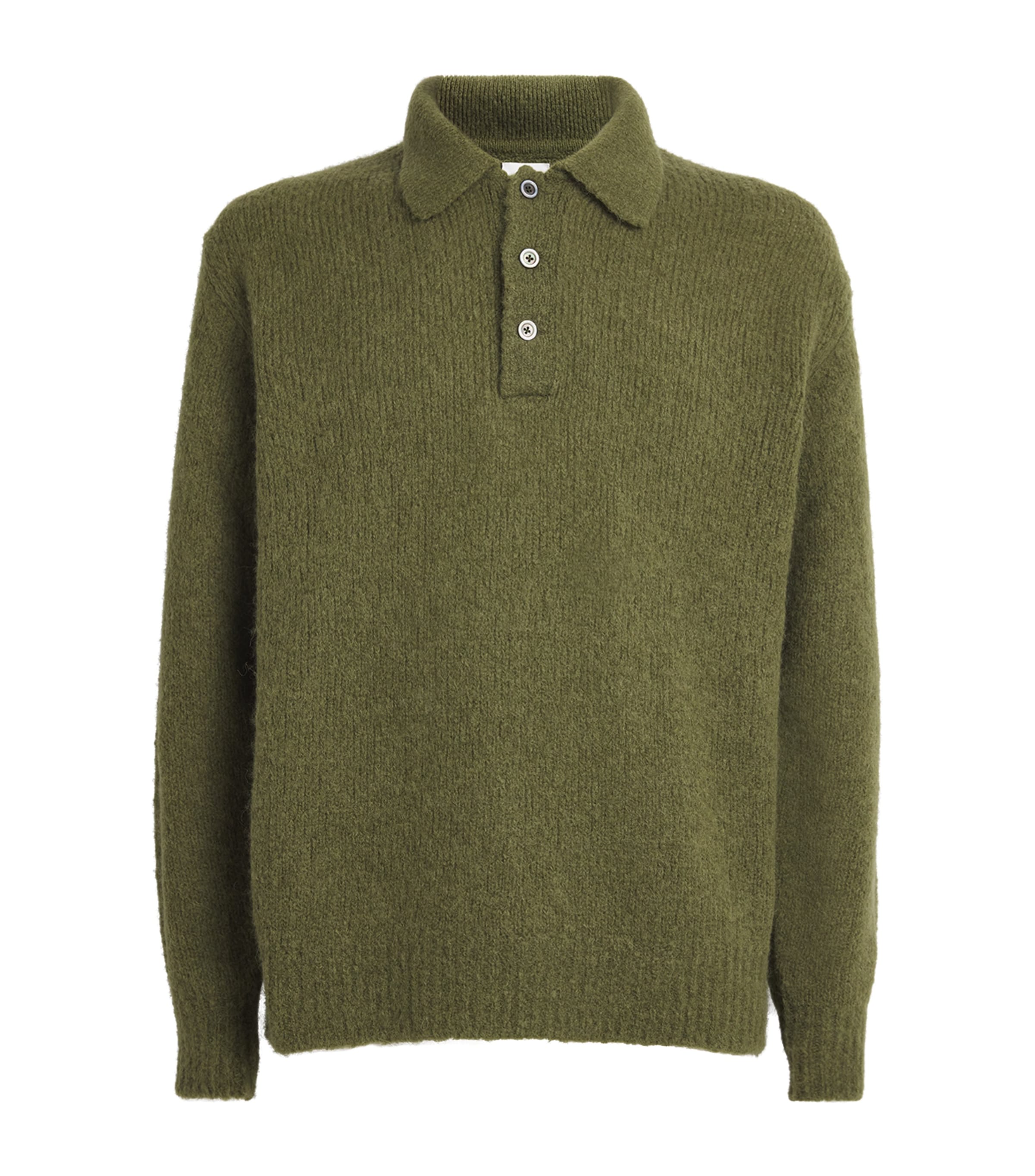 Norse Projects Alpaca-blend Rasmus Polo Shirt In Green