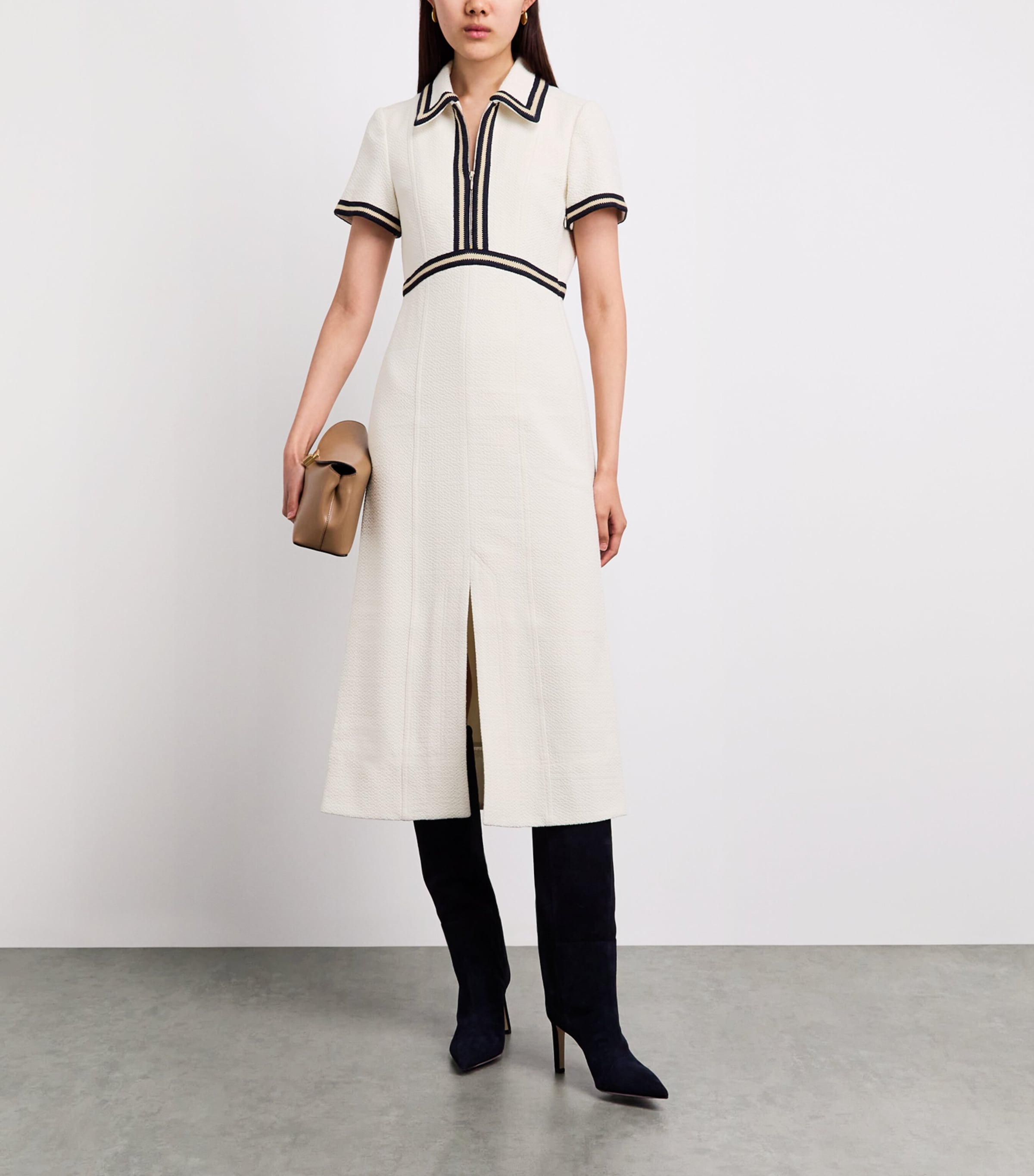 ME+EM Womens Tailored Textured Midi Dress Cream Image 2
