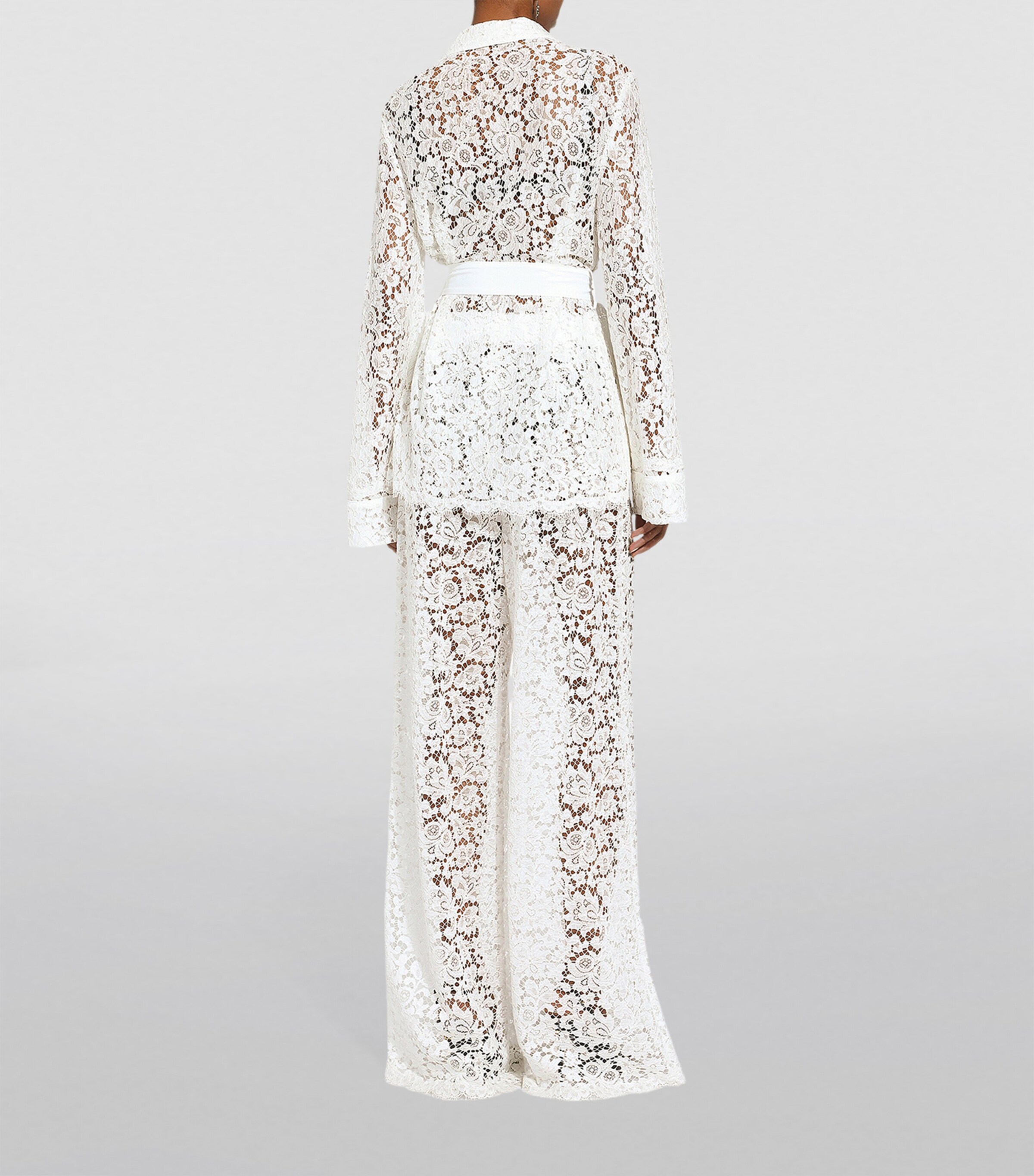 Lace Wide-Leg Trousers W0111-WHITE Image 2