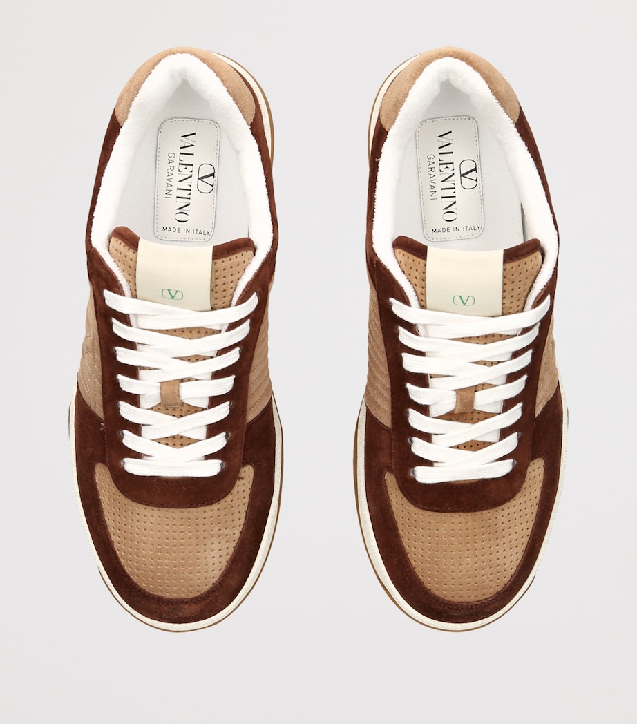 Valentino Garavani Leather-Suede Sparry Sneakers Mid Brown Image 3