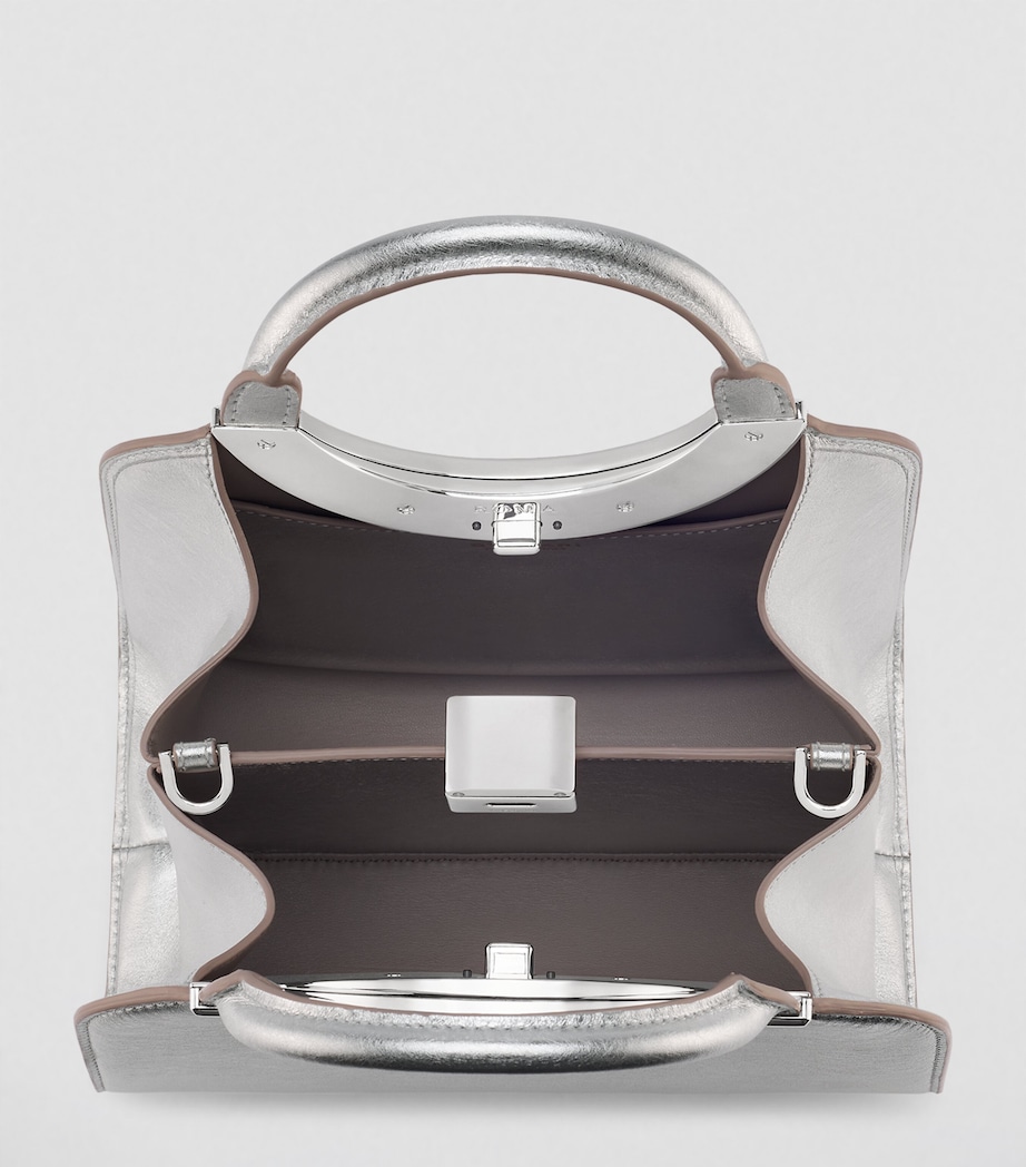 Small Leather Roma Top-Handle Bag SILVER Image 3