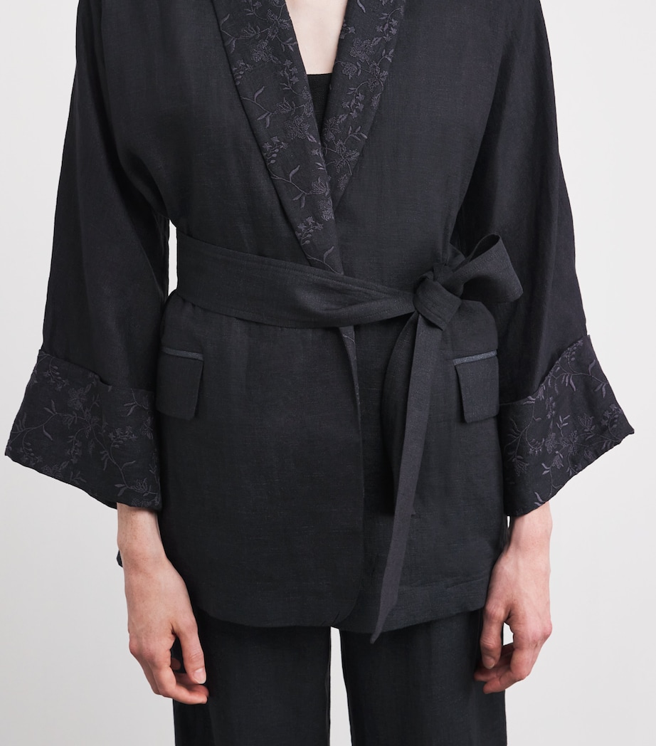 x Harrods Linen Belted Blazer NERO Image 6