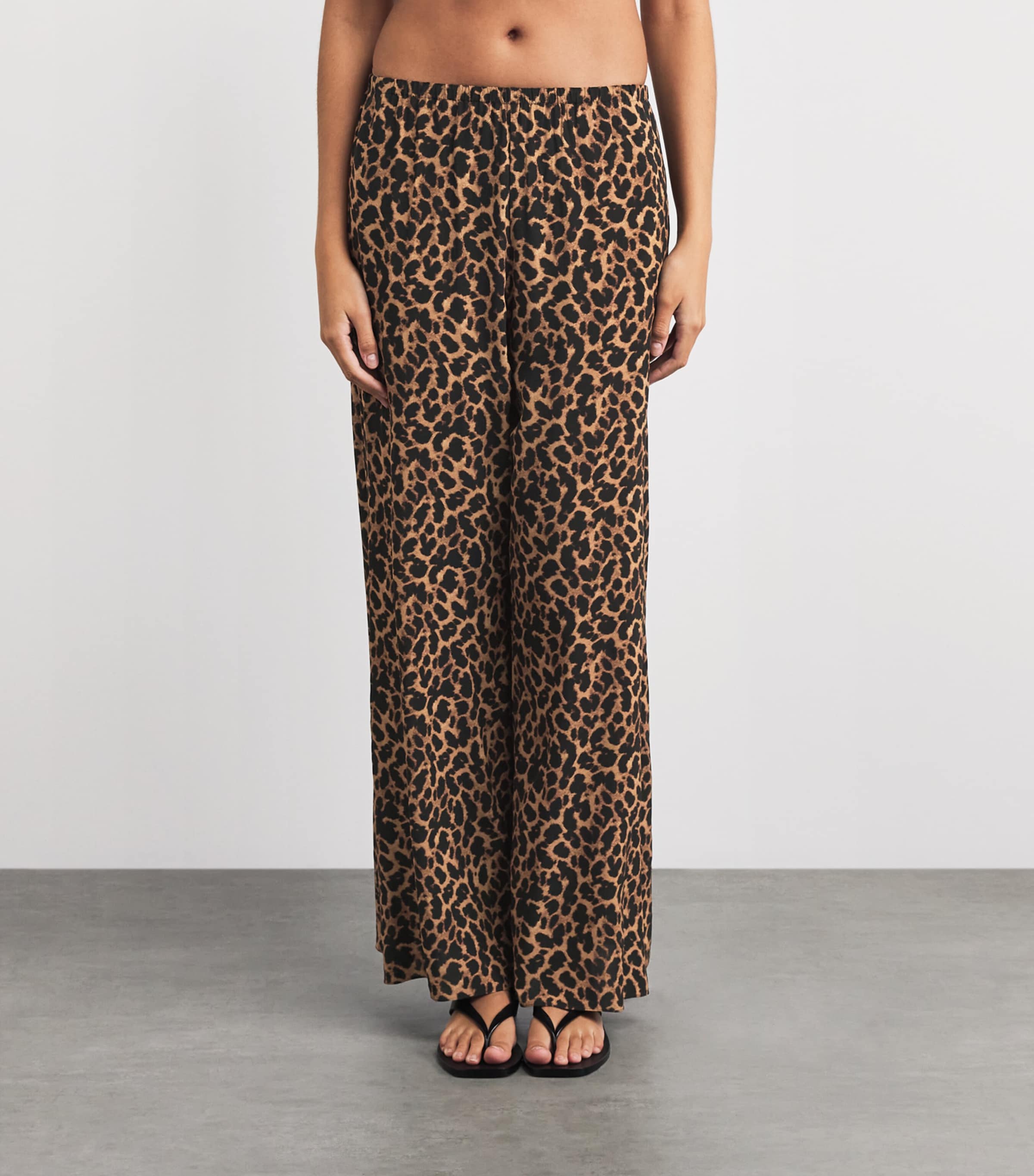 AWAY THAT DAY Womens St Barts Wide-Leg Trousers Leopard Print Image 4