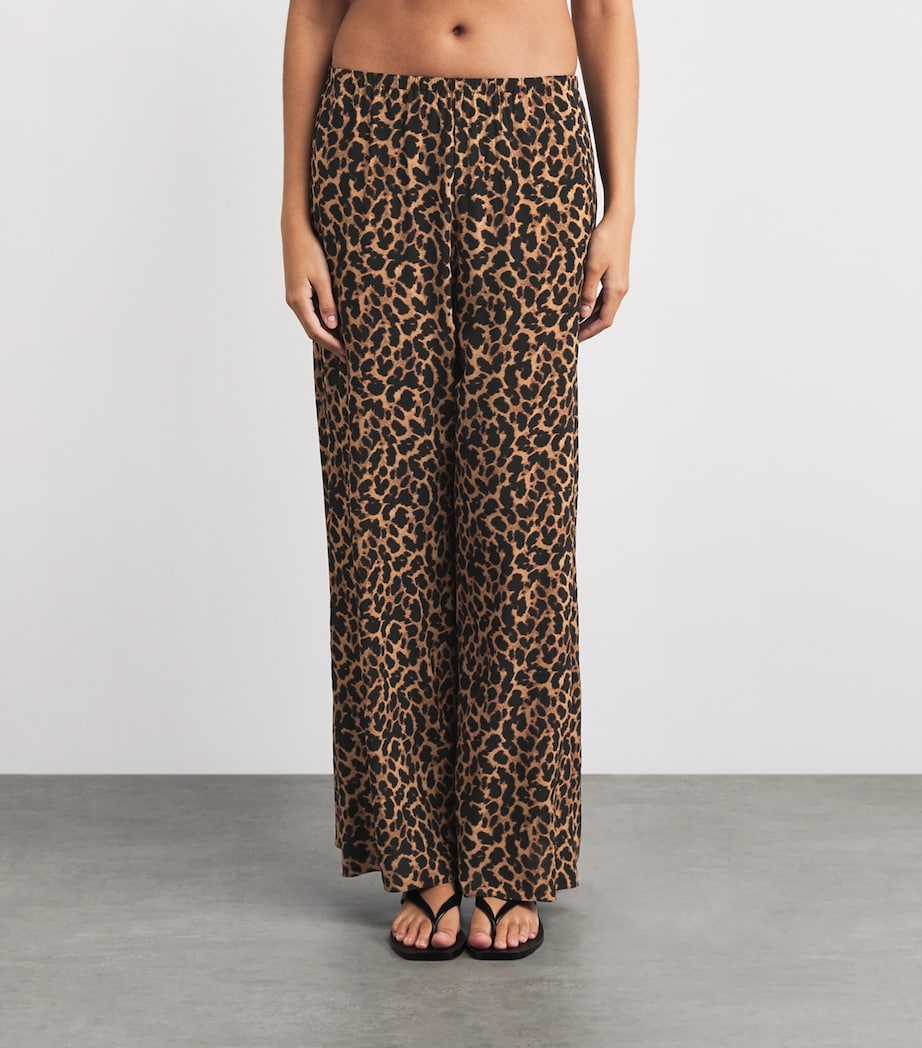 AWAY THAT DAY Womens St Barts Wide-Leg Trousers Leopard Print Image 4