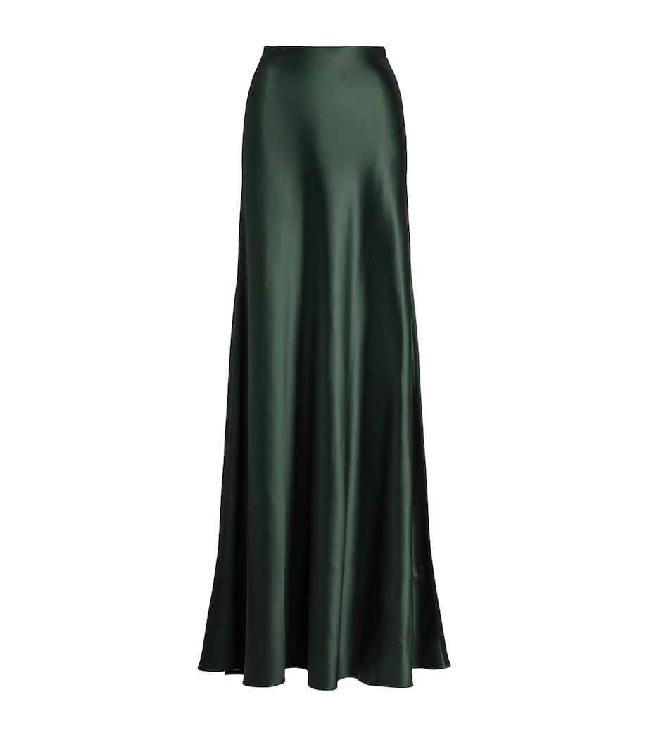 Stretch Satin Masina Maxi Skirt DARK RACING GREEN Image 1