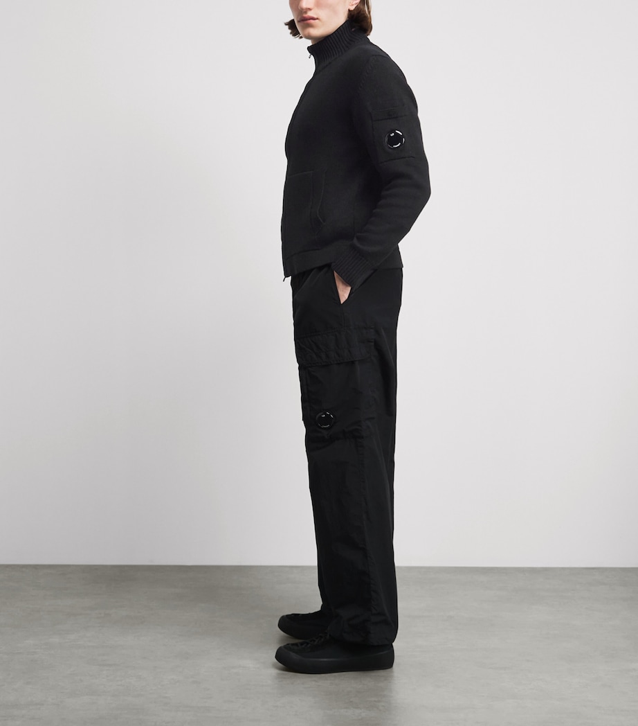 C.P. Company Mens Cotton Zip-Up Cardigan Black Image 2
