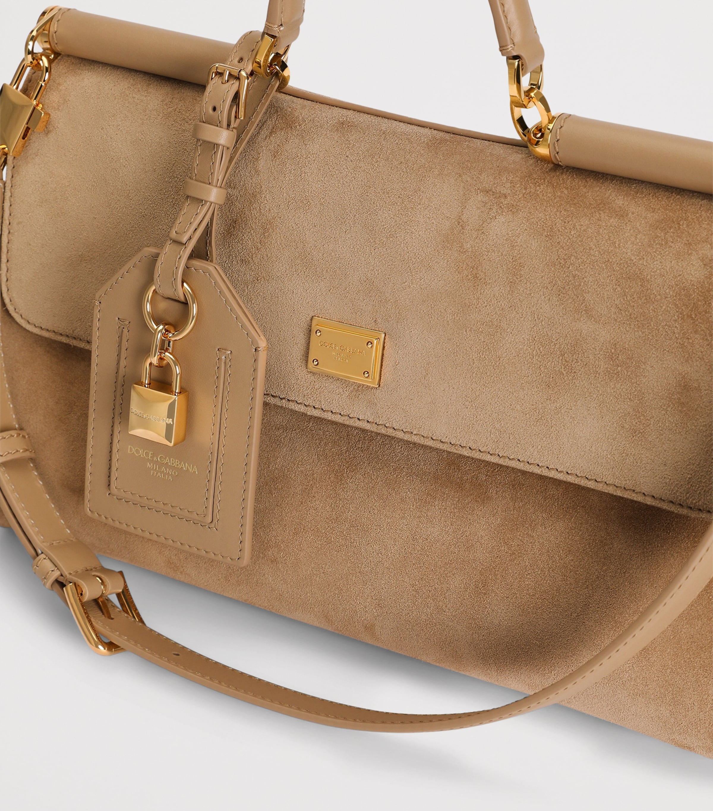 Dolce&Gabbana Suede My Sicily Top-Handle Bag Tortora/ecru Image 5