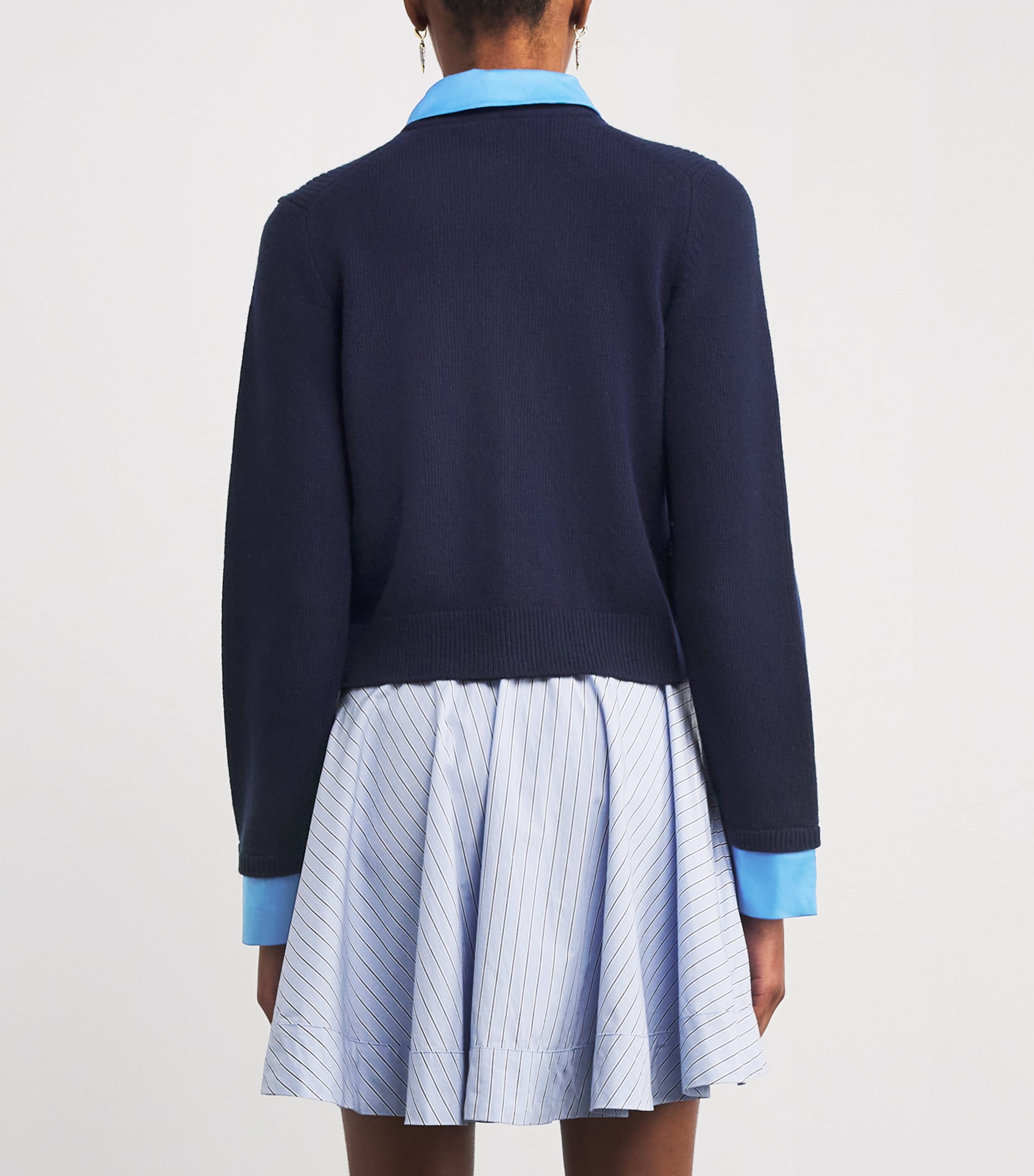 Wool Shirt-Style Cardigan NAVY Image 4