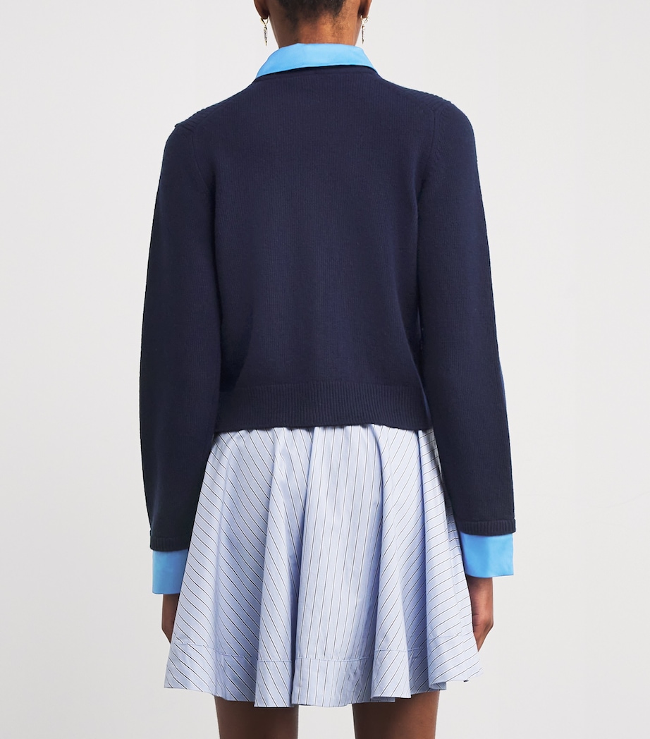 Wool Shirt-Style Cardigan NAVY Image 4