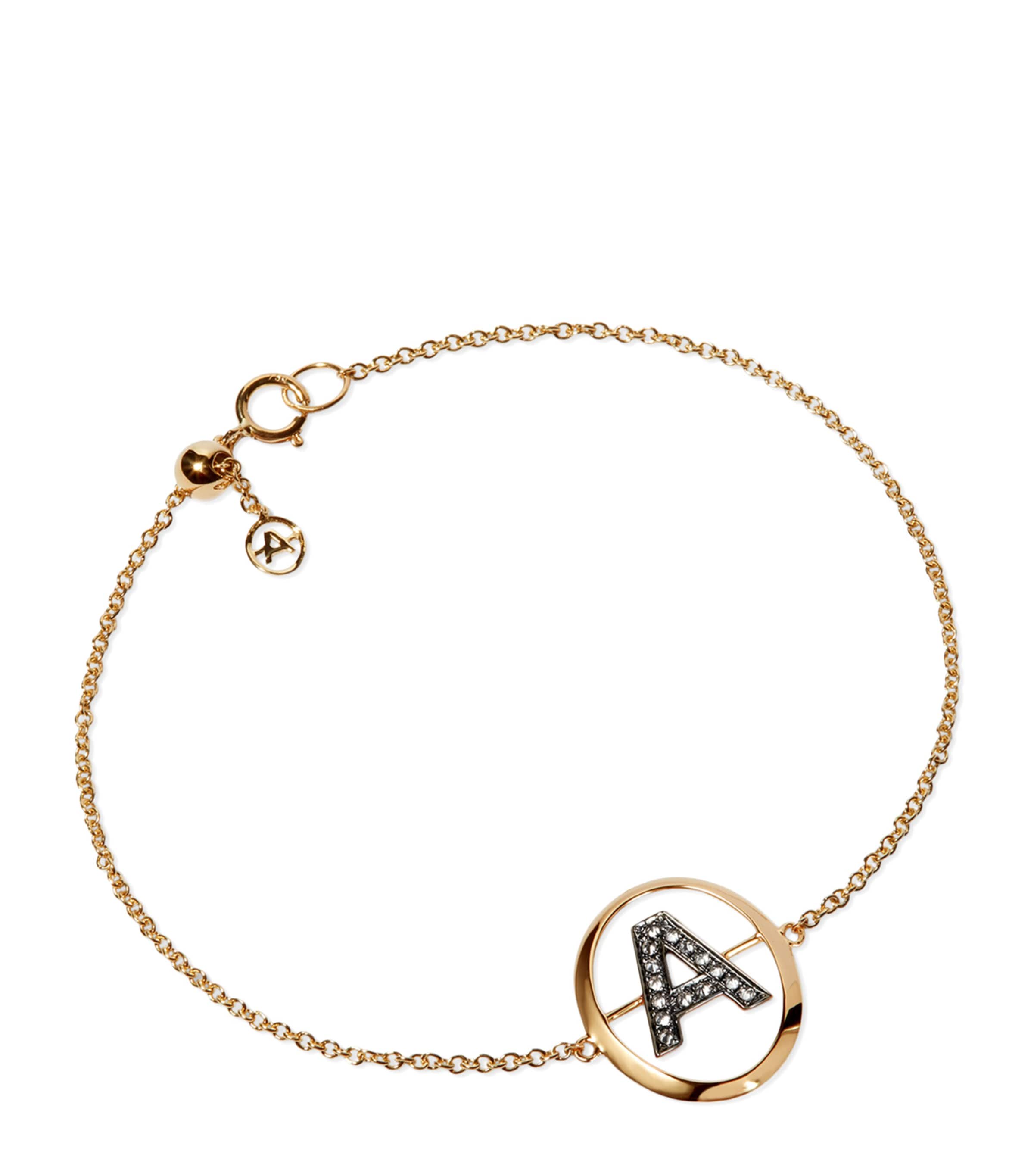 Annoushka Yellow Gold and Diamond Initial A Bracelet | Fine Jewellery | Fine Bracelets | Chain Bracelets | Designers | Annoushka