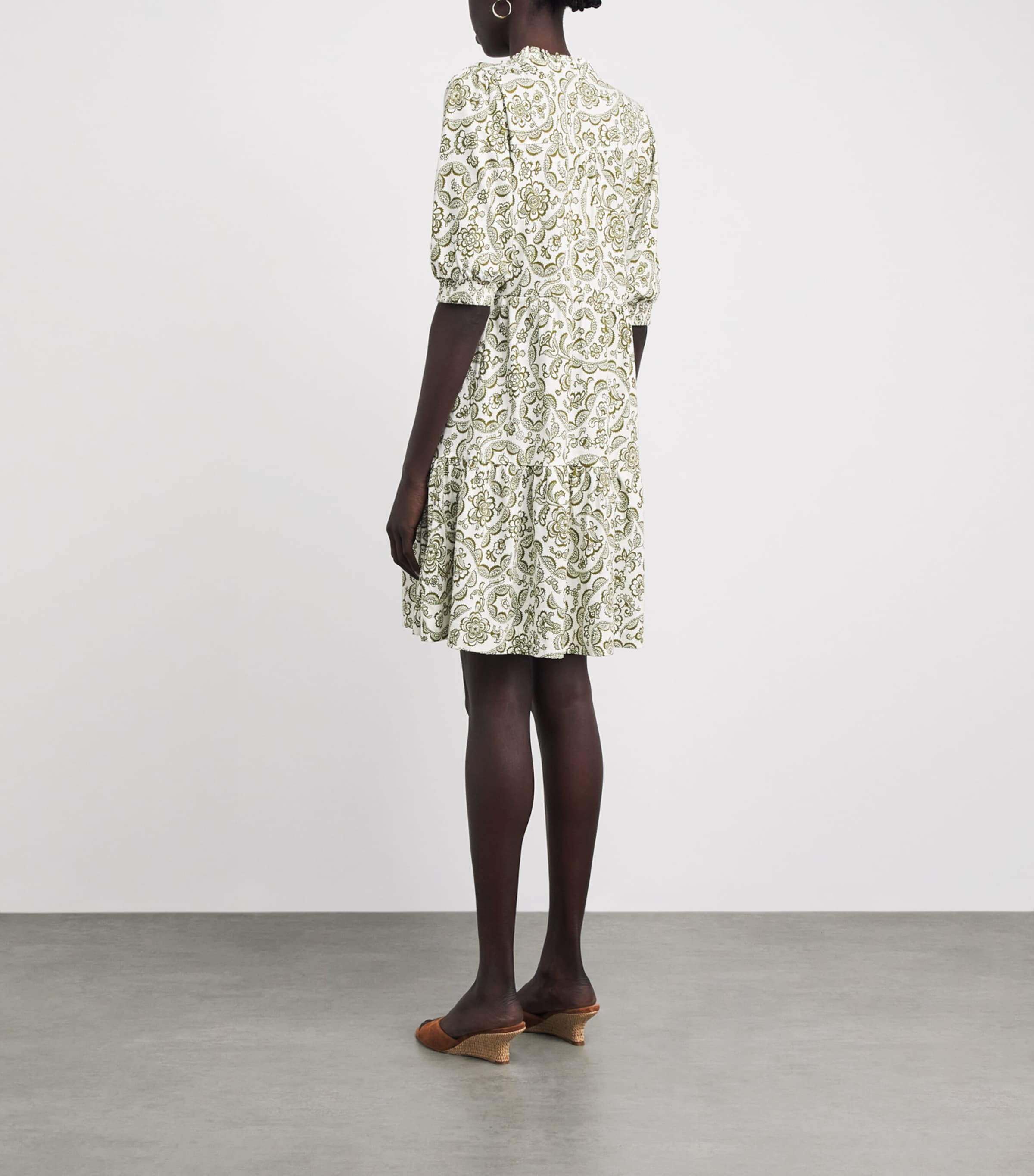 ME+EM Womens Floral Tiered Mini Dress Green Multi Image 4
