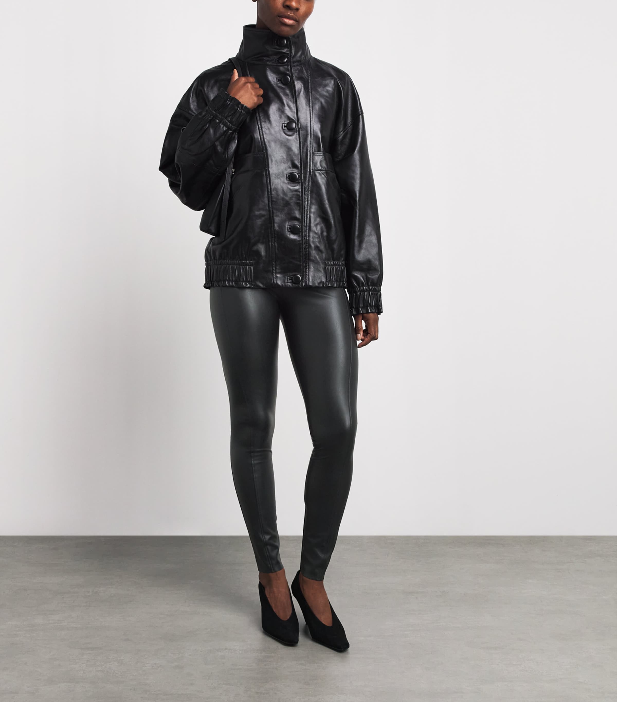 Wolford Womens Faux Leather Edie Leggings Black Image 2