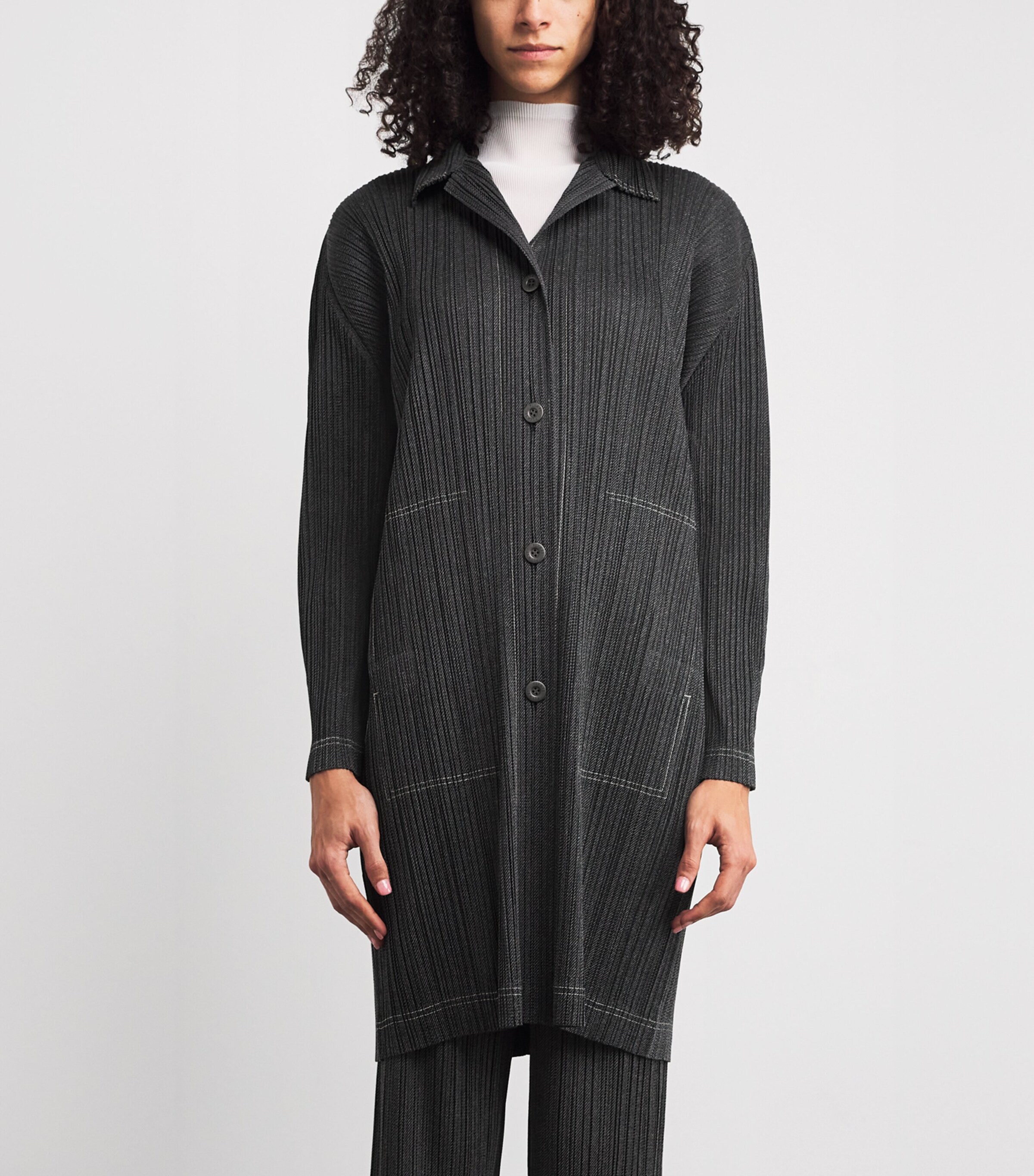 Cotton Denim Midi Dress BLACK Image 3