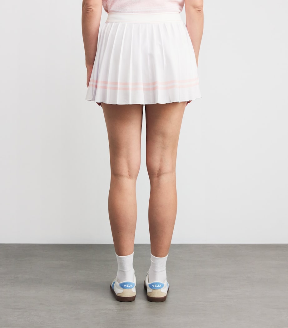 Embroidered Vendome Script Pleated Mini Skort WHITE Image 4