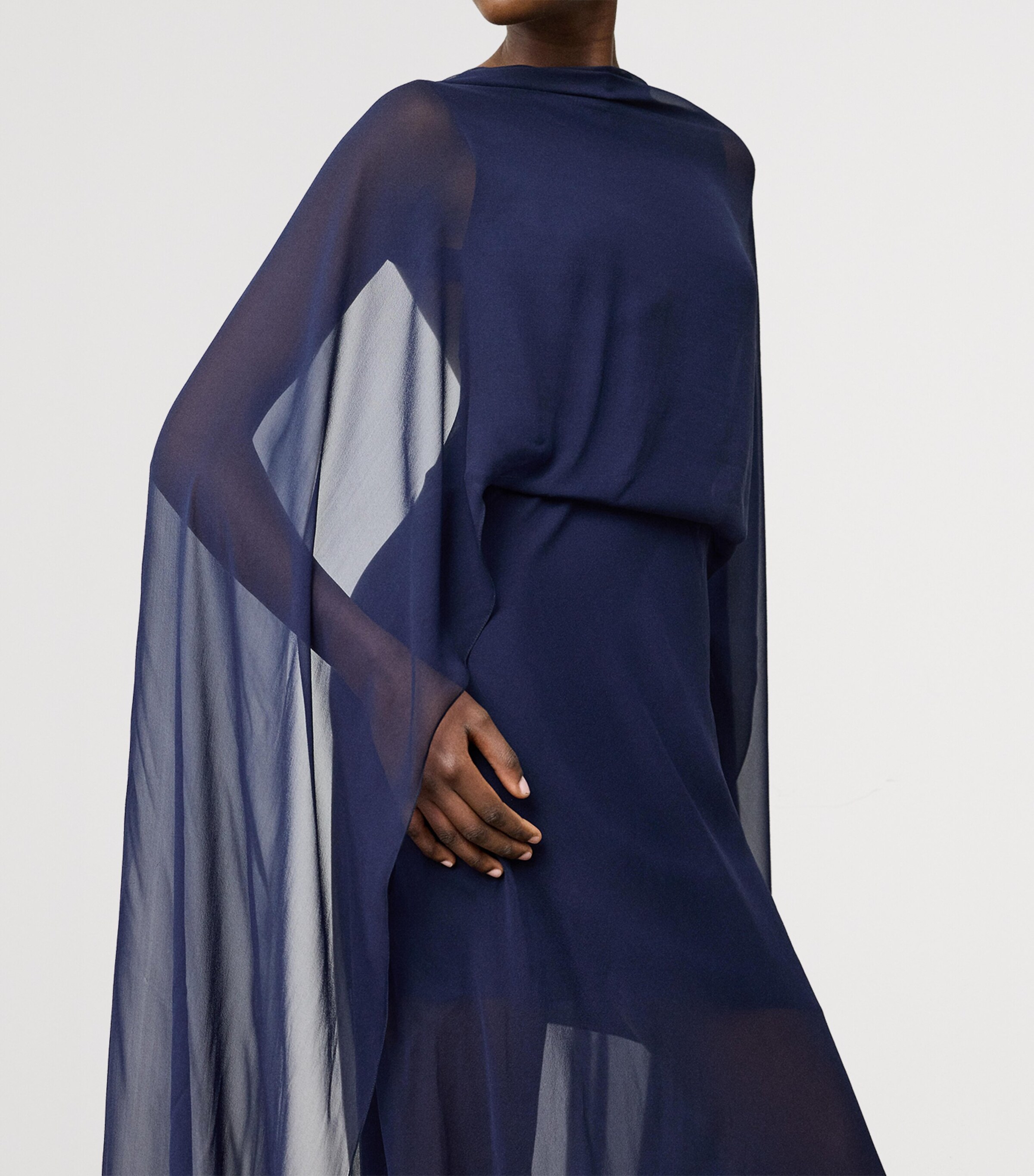 Silk Georgette Dylon Dress LUX NAVY Image 11