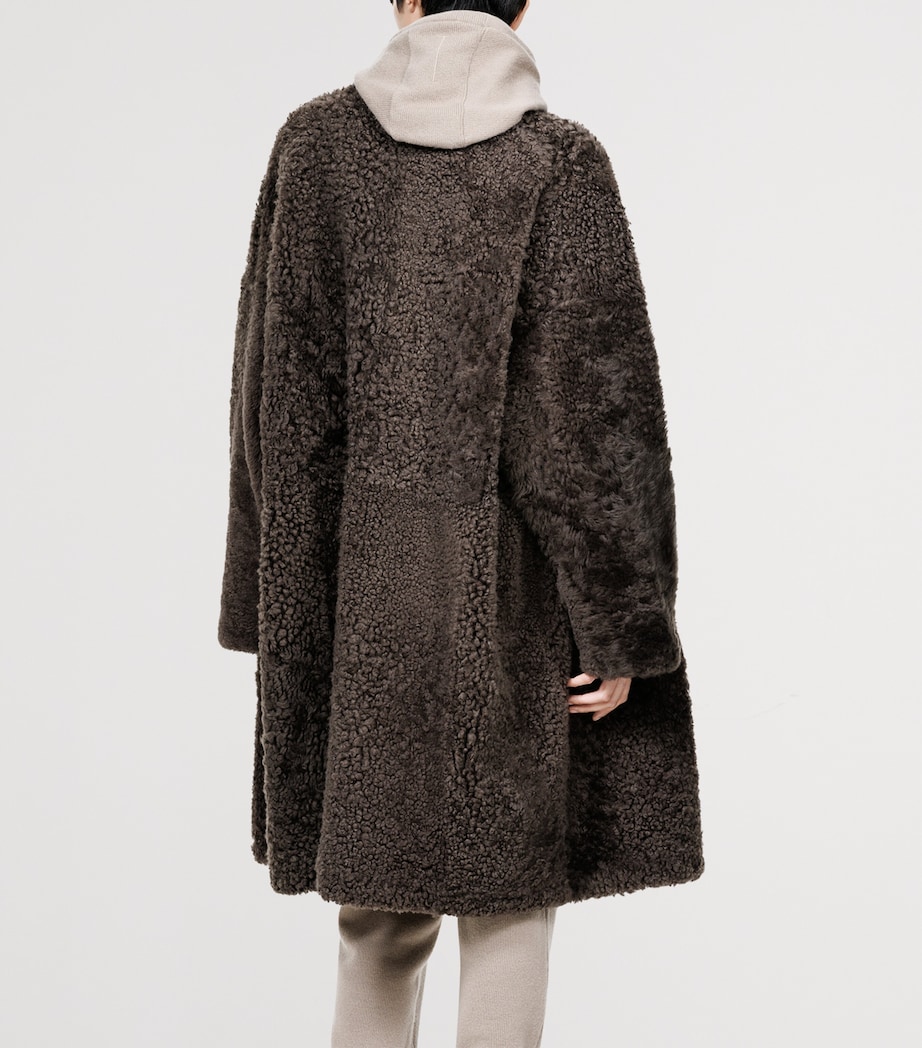 TOM FORD Womens Shearling Reversible Cocoon Coat Cfb Image 4