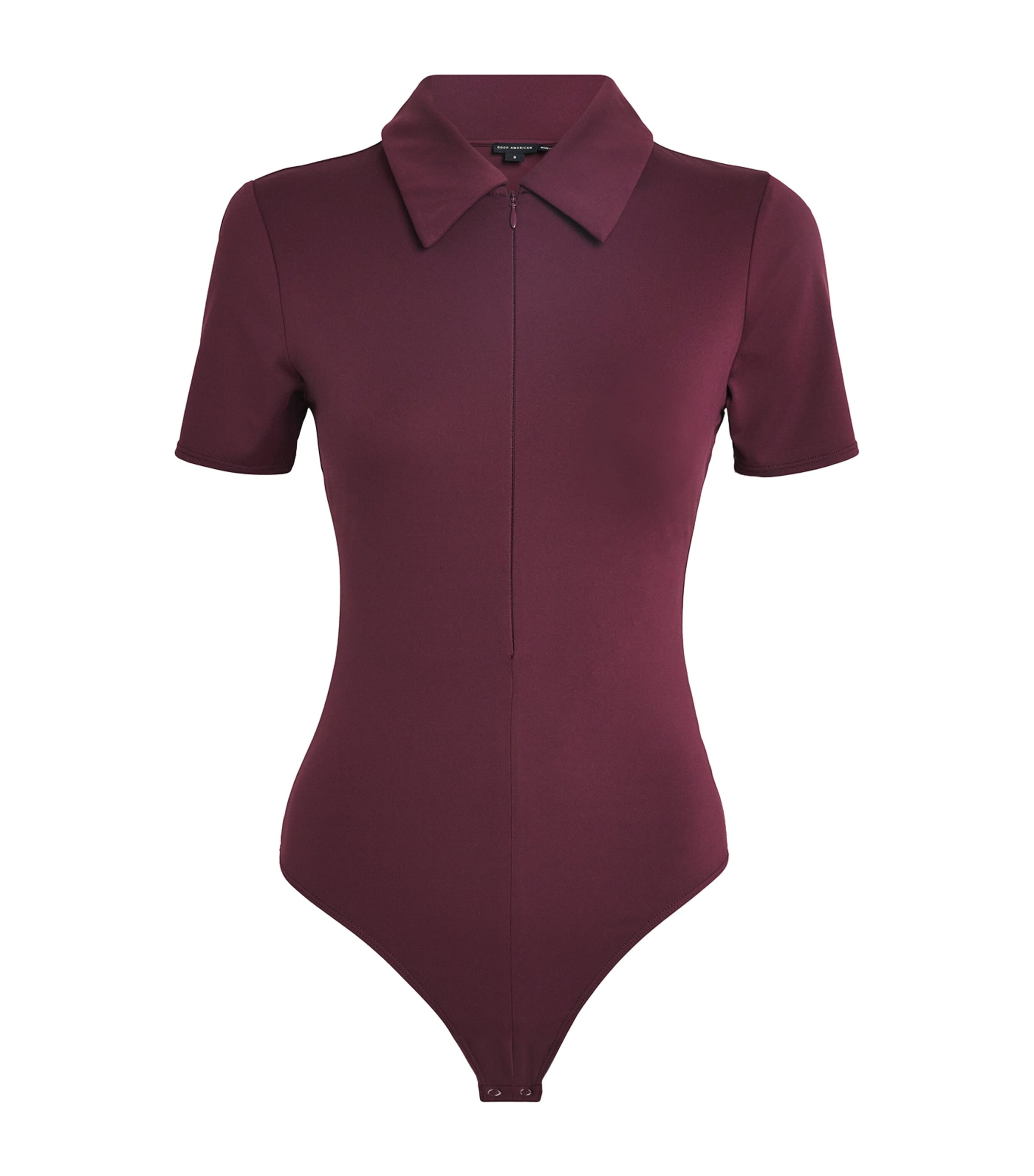Good American Zip-up Scuba Bodysuit In Purple