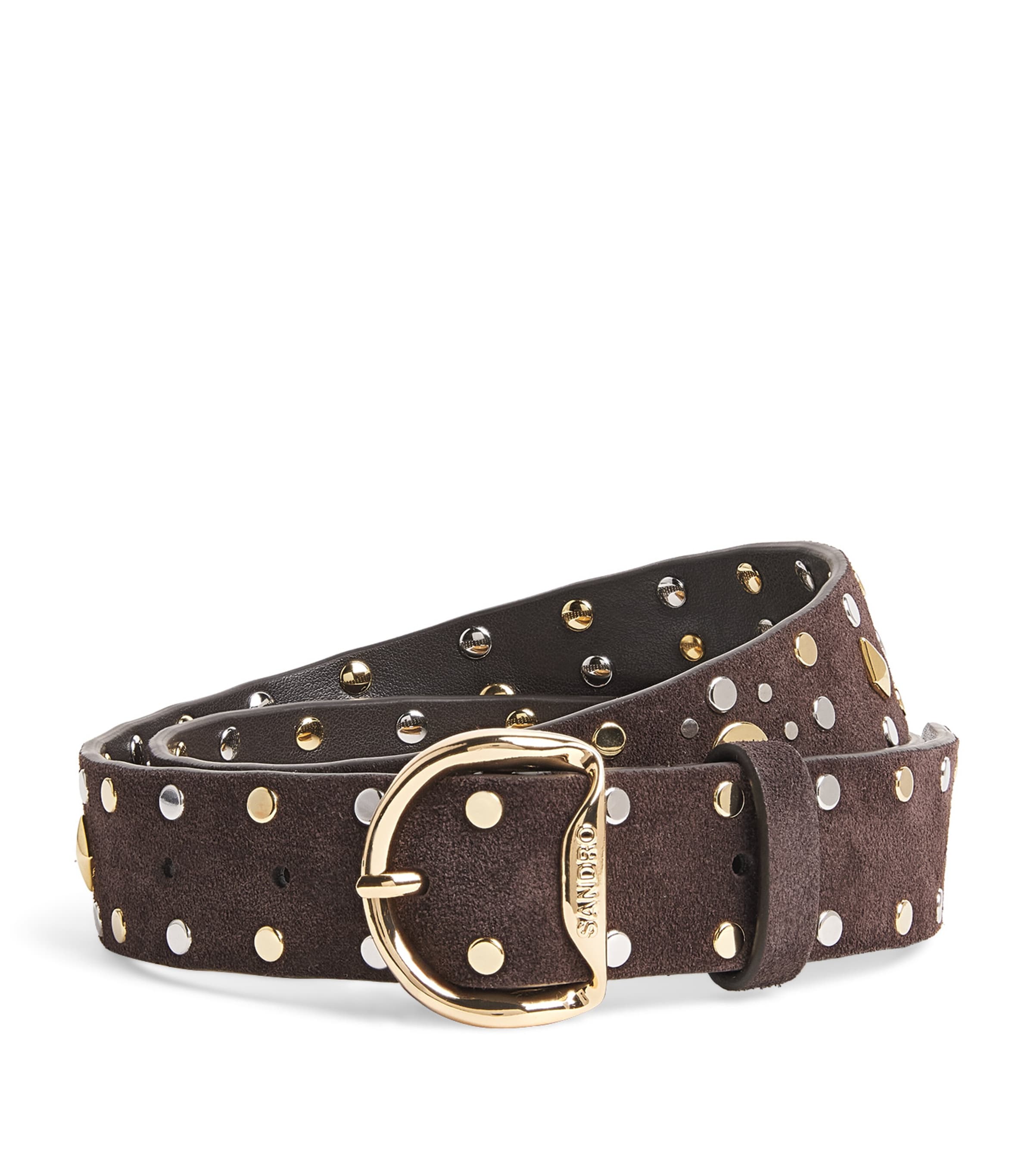 Leather Rivet Belt BROWN Image 1