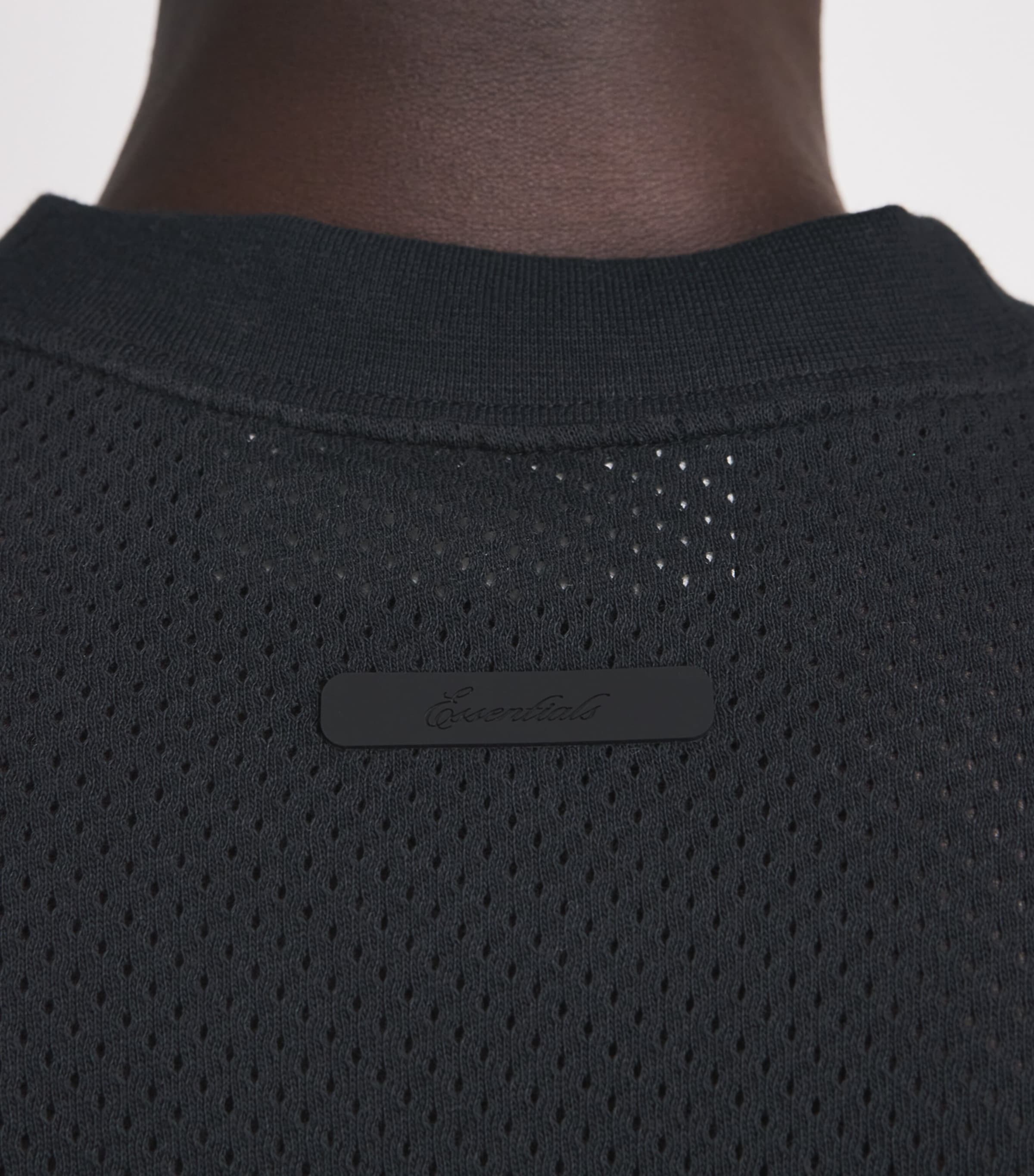 FEAR OF GOD ESSENTIALS Mens Mesh Boxy Merch T-Shirt Vintage Black Image 3