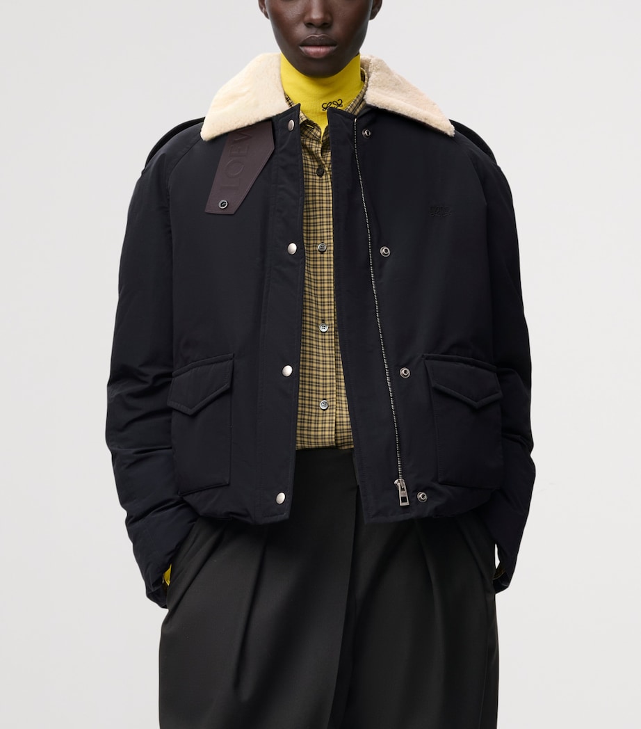 LOEWE Womens Technical Shearling-Collar Jacket Black Image 3