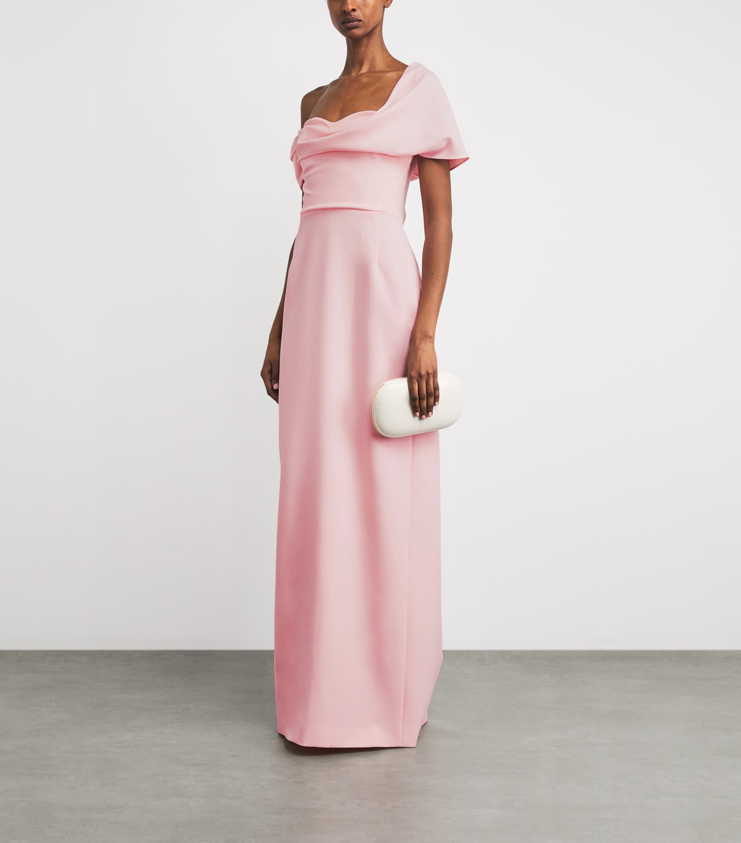 Carolina Herrera Womens Draped Off-The-Shoulder Gown Rosewater Image 2