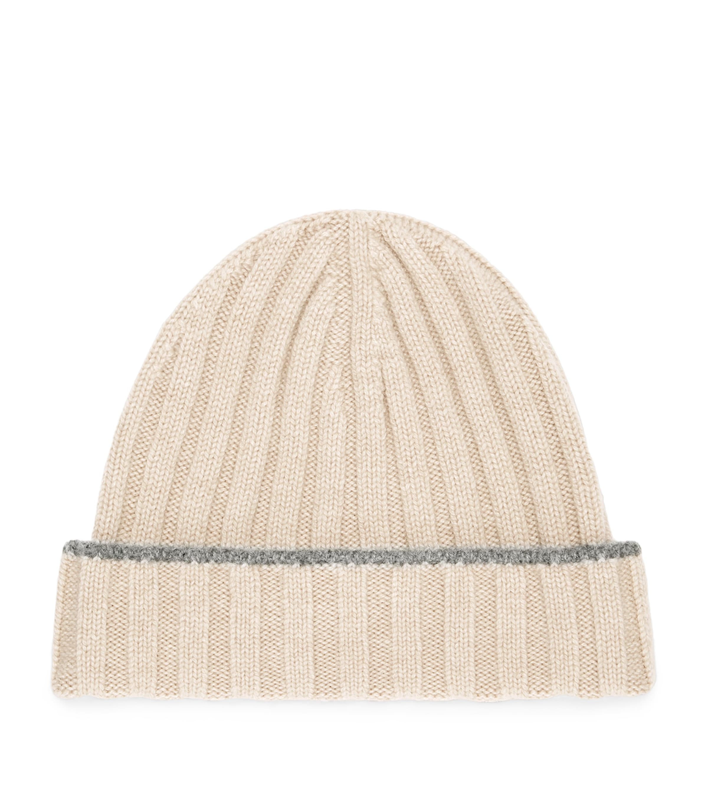 Brunello Cucinelli Cashmere Rib Knit Beanie In Brown
