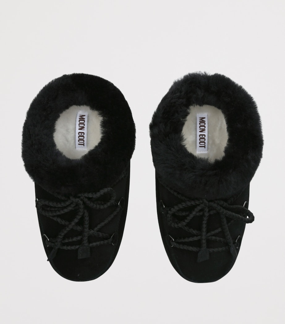 Suede Shearling-Trim EVX Mules BLACK/COMB Image 4