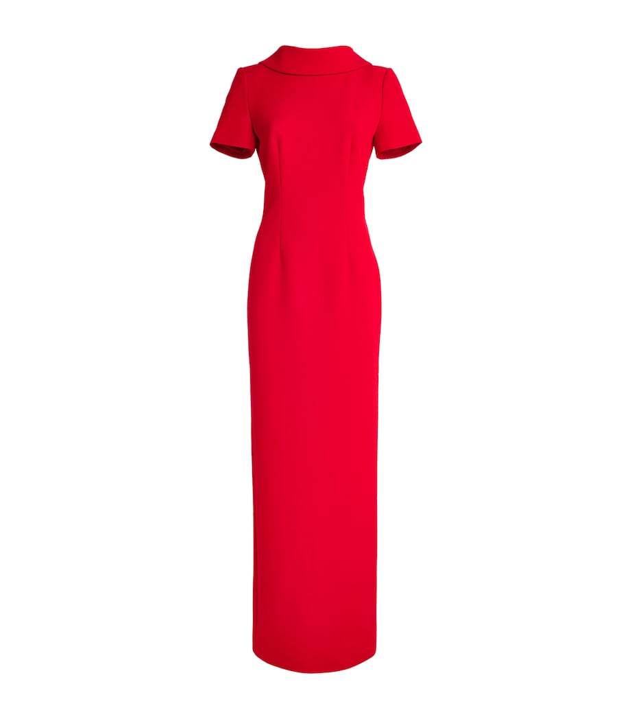 Crepe Boat-Neck Maxi Dress RED Image 1