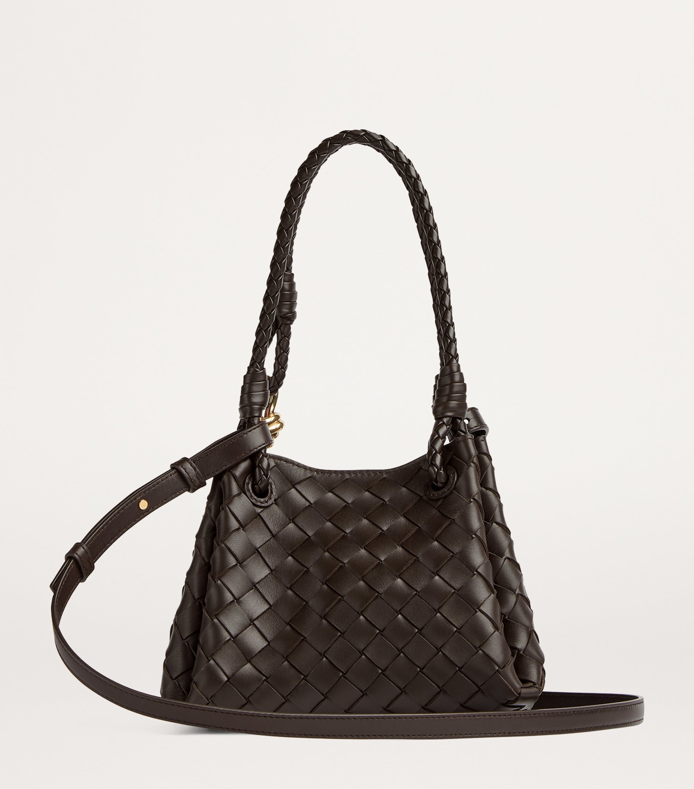 Bottega Veneta Brown Small Lambskin Andiamo Parachute Cross
