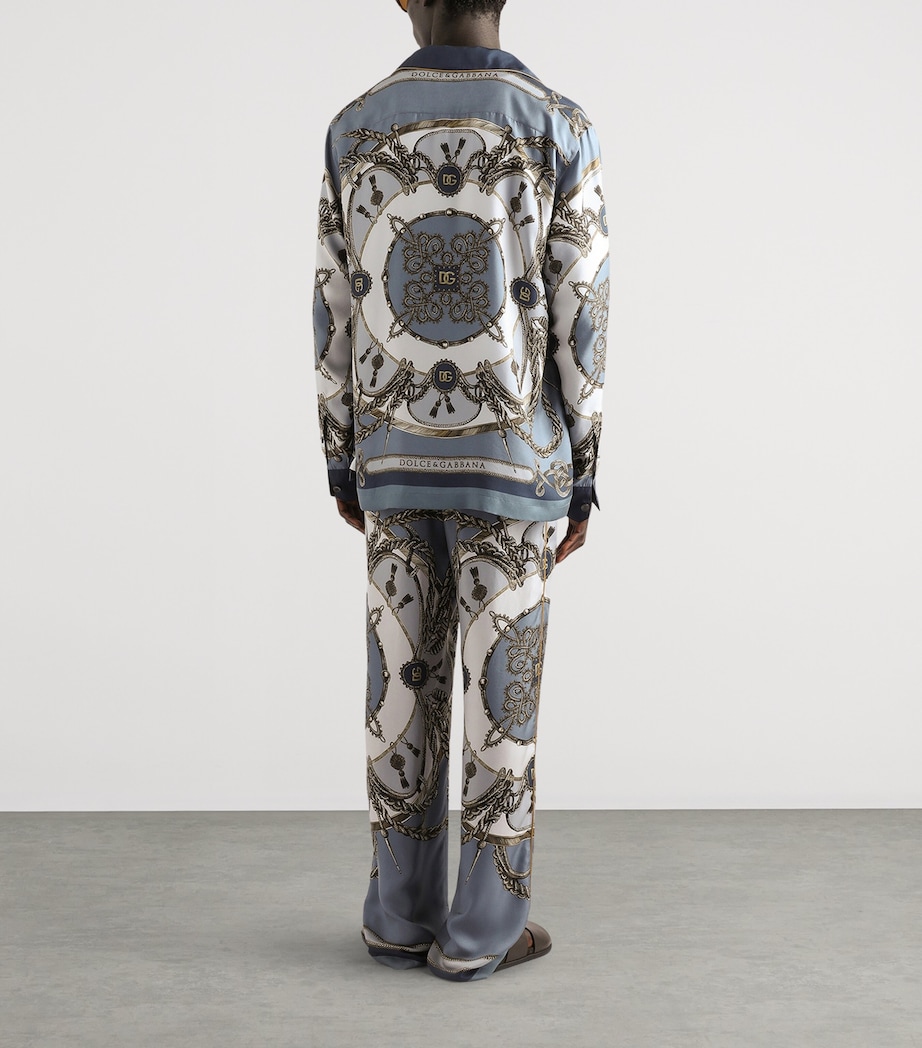 Dolce&Gabbana Mens Silk Twill Printed Trousers Corde/nappe F. Image 4