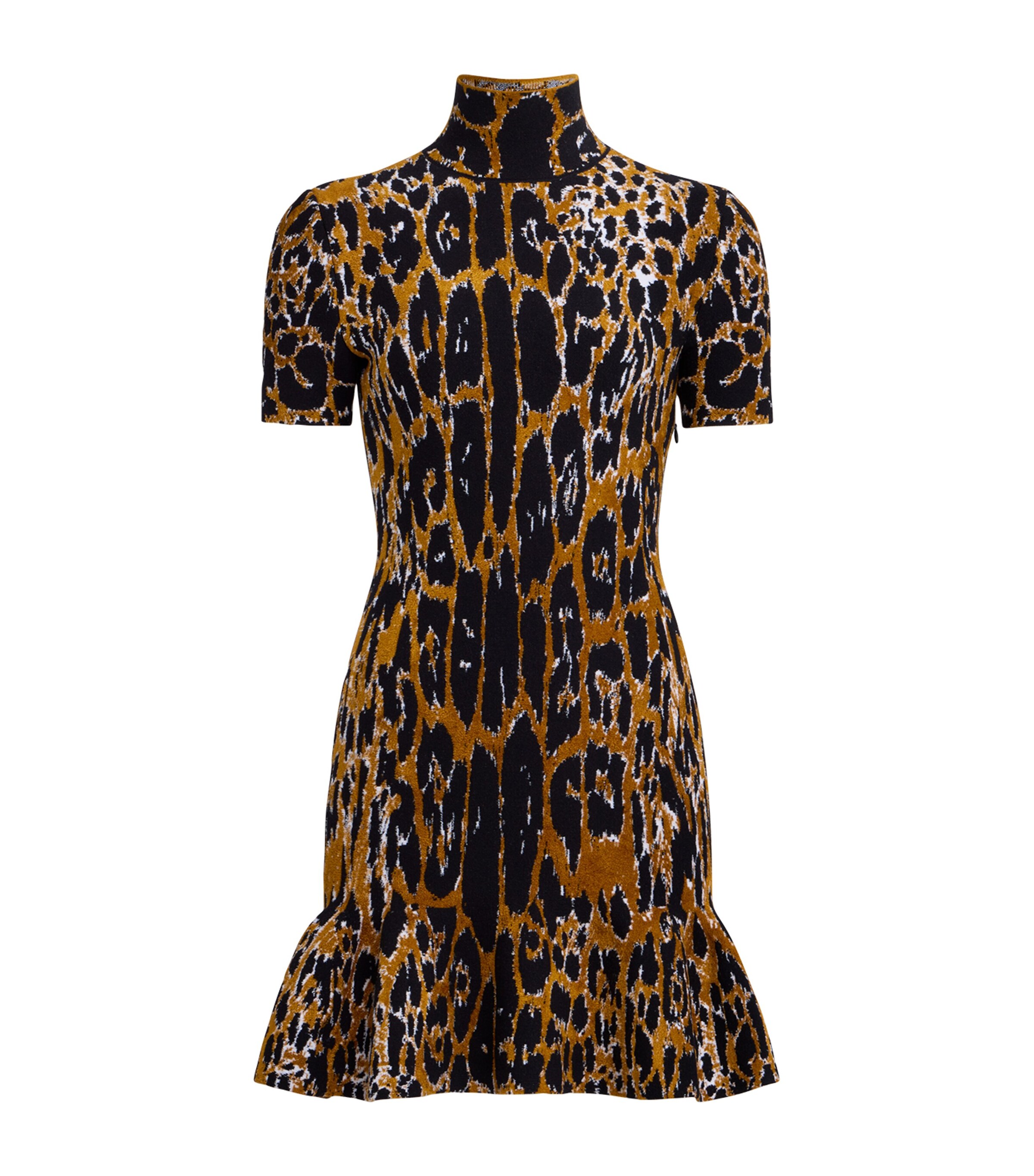 leopard jacquard knit dress Cue Leopard Jacquard Knit Midi Dress in Black