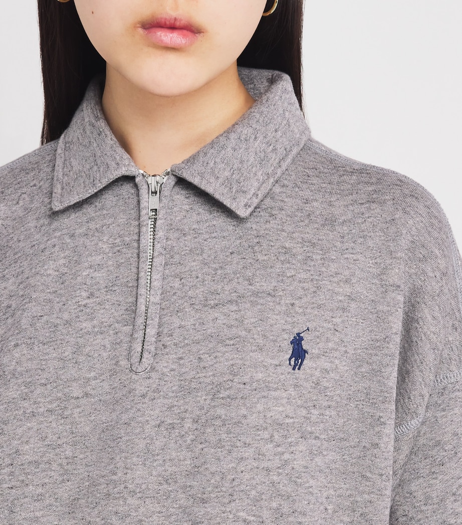 Cotton-Blend Quarter-Zip Sweatshirt DARK VINTAGE HEATHER Image 6