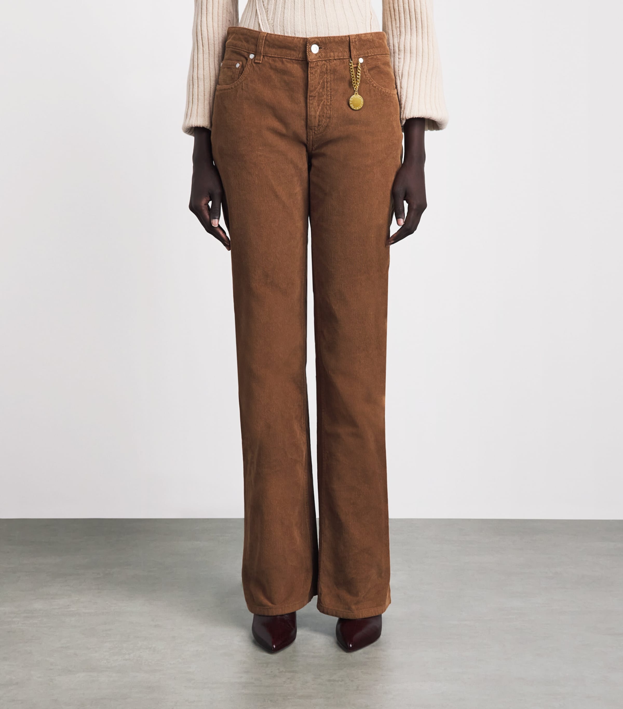 Stella McCartney Womens Corduroy Flared Trousers Vintage Brown Image 4