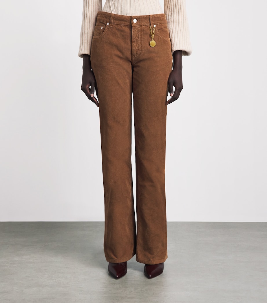 Stella McCartney Womens Corduroy Flared Trousers Vintage Brown Image 4