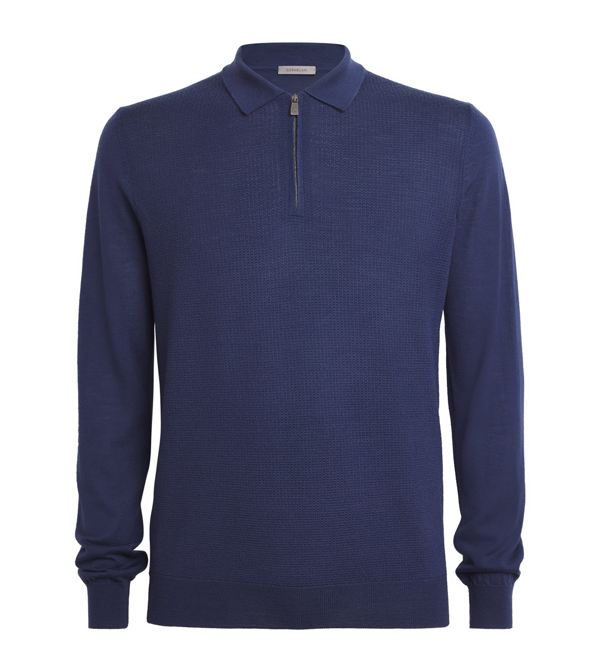 Corneliani Virgin Wool Polo Shirt In Blue